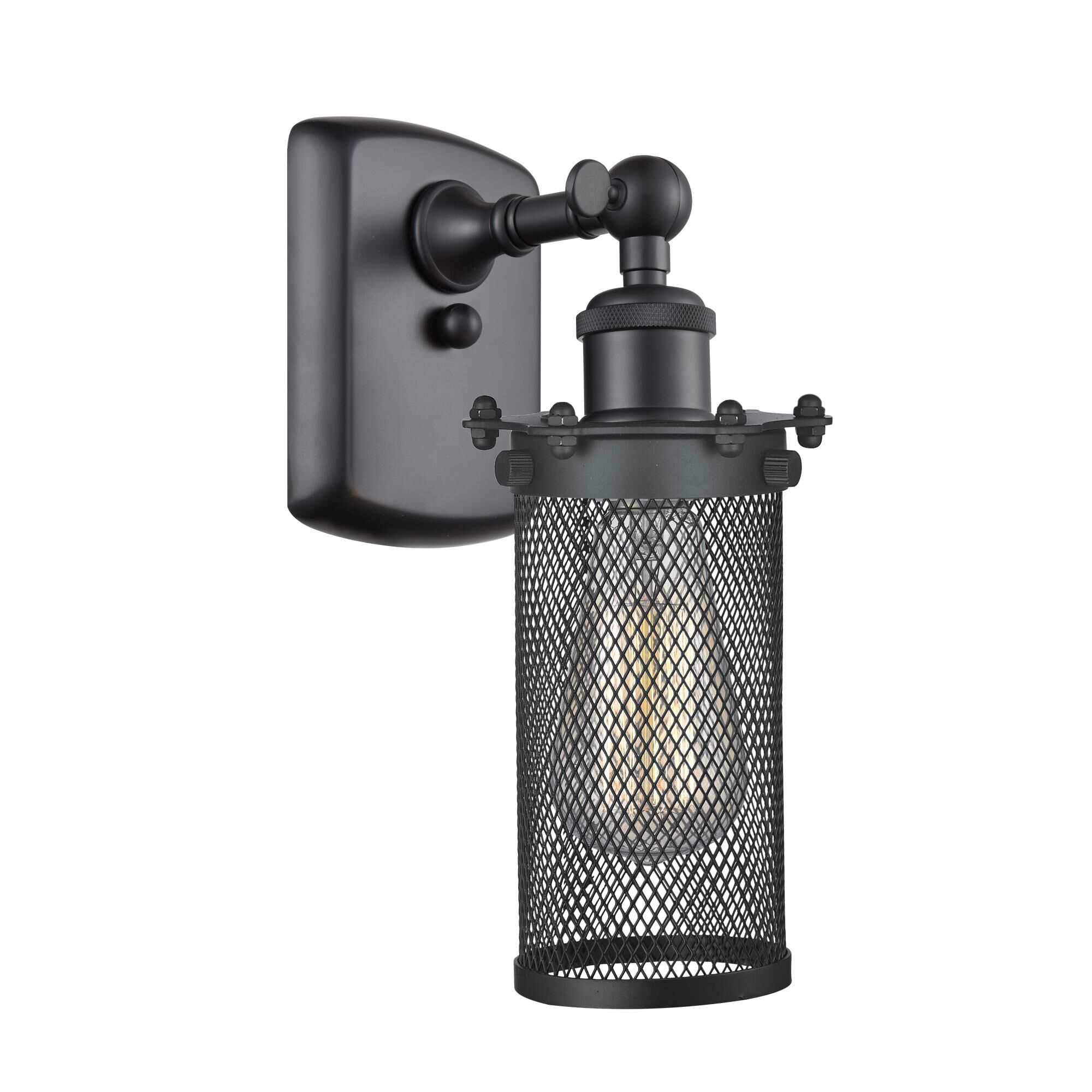 Shown in Matte Black finish and Mesh Cylinder Bleeker shade