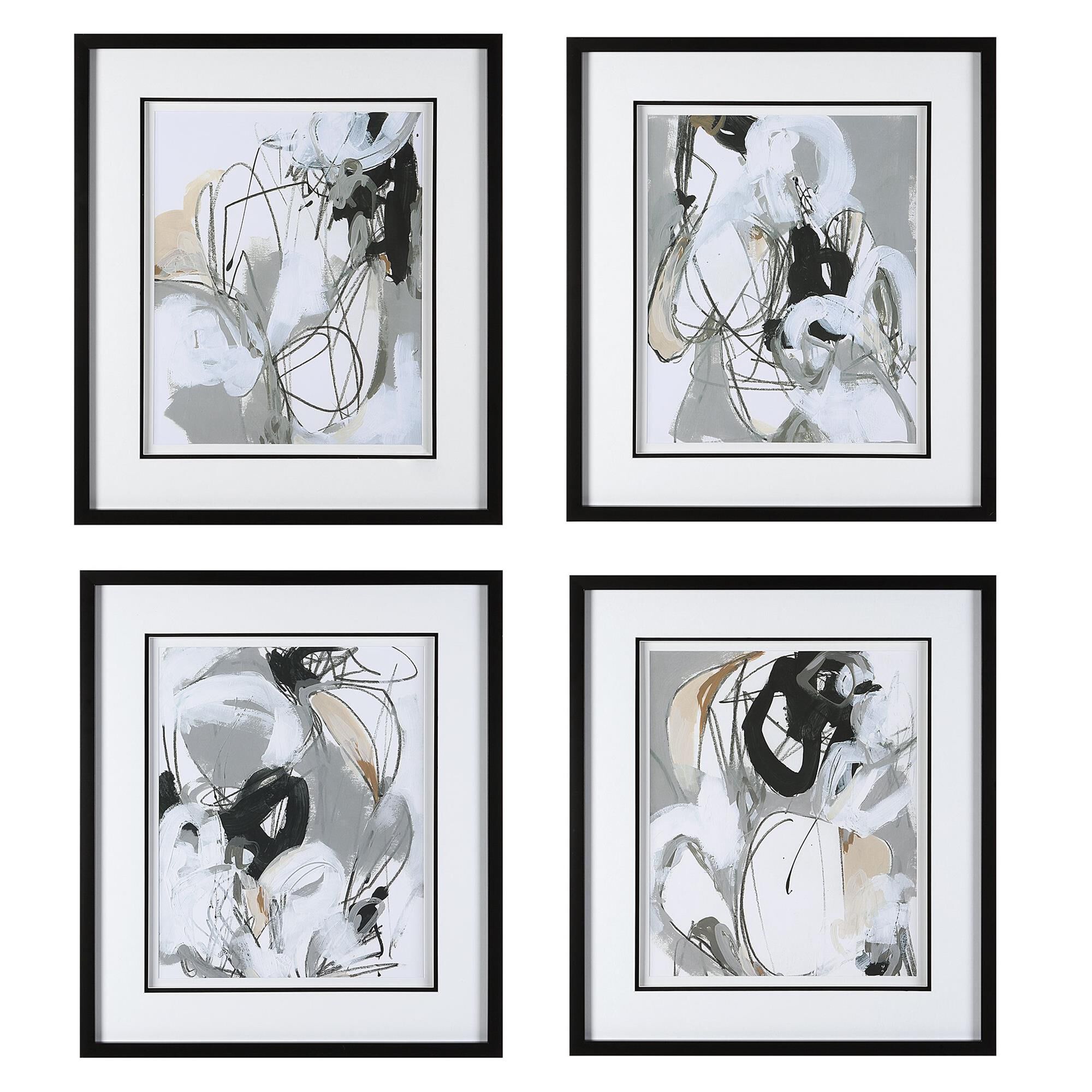 Shown in Black Frame, White And Black Matting, Gray, White, Black, Brown, Abstracts, Prints, Under Glass finish