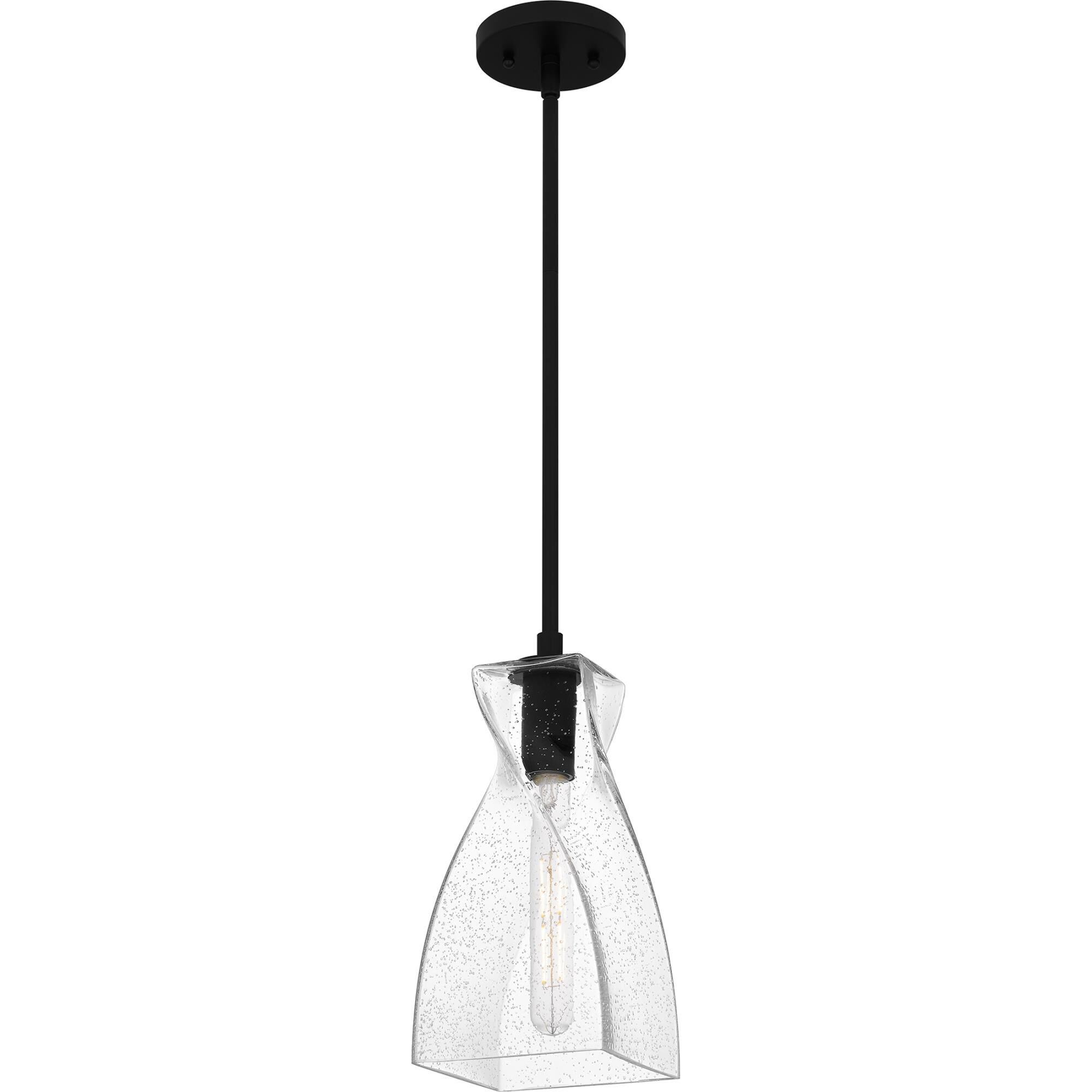 Shown in Matte Black finish and Clear Seedy Glass shade