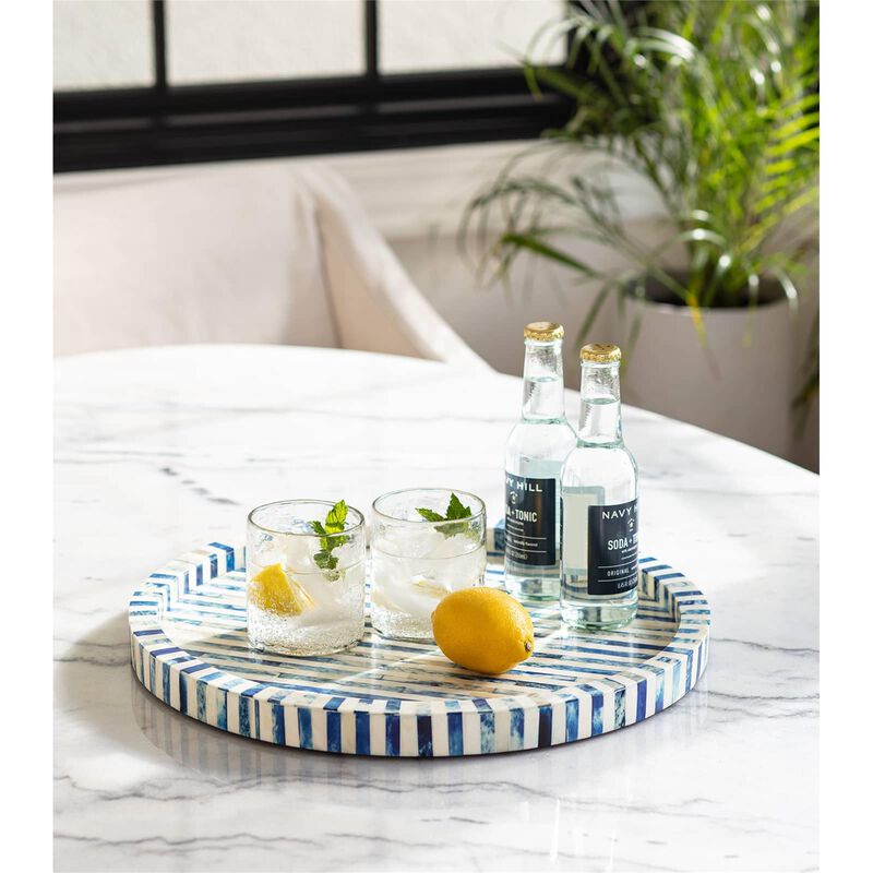 Bone and Indigo Tray by Regina Andrew