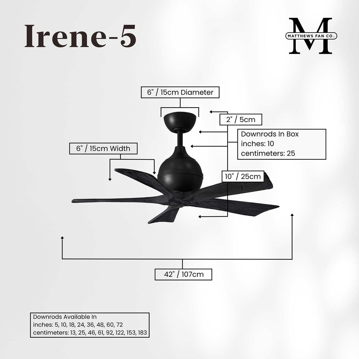 Irene 42 Inch 5 Blade Ceiling Fan by Matthews Fan Company