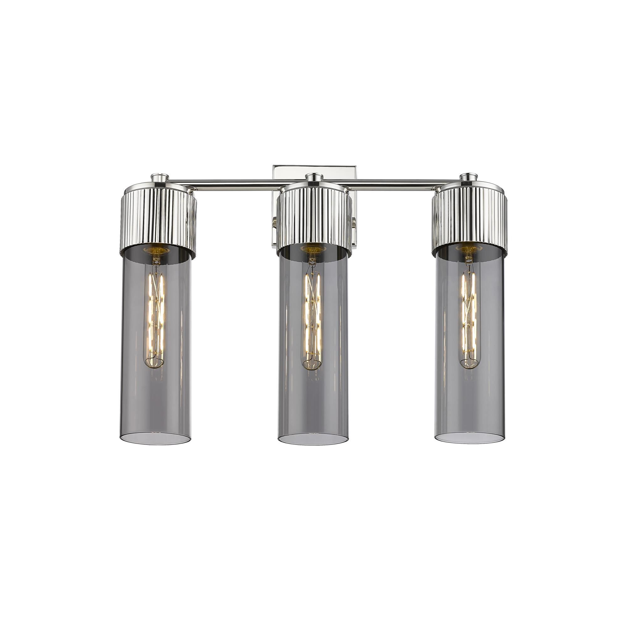 Shown in Polished Nickel finish and Plated Smoke glass