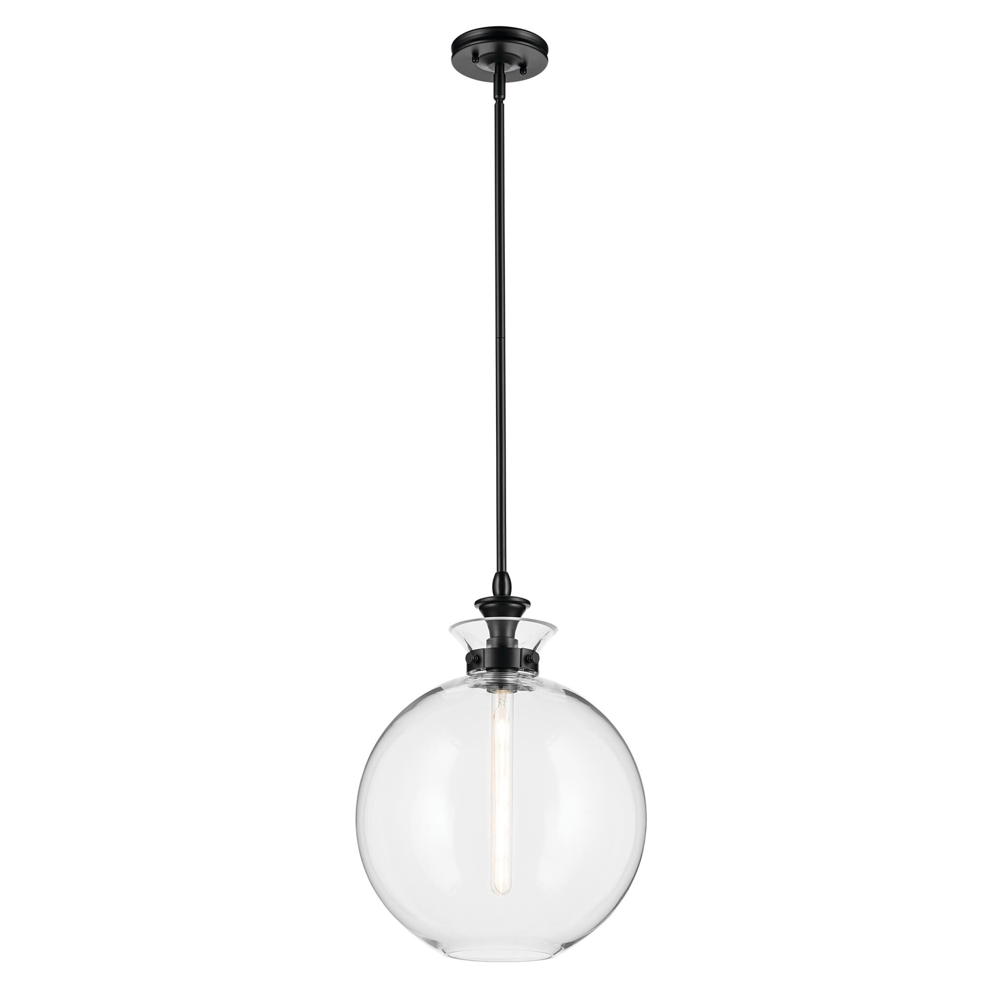Shown in Black finish and Clear glass