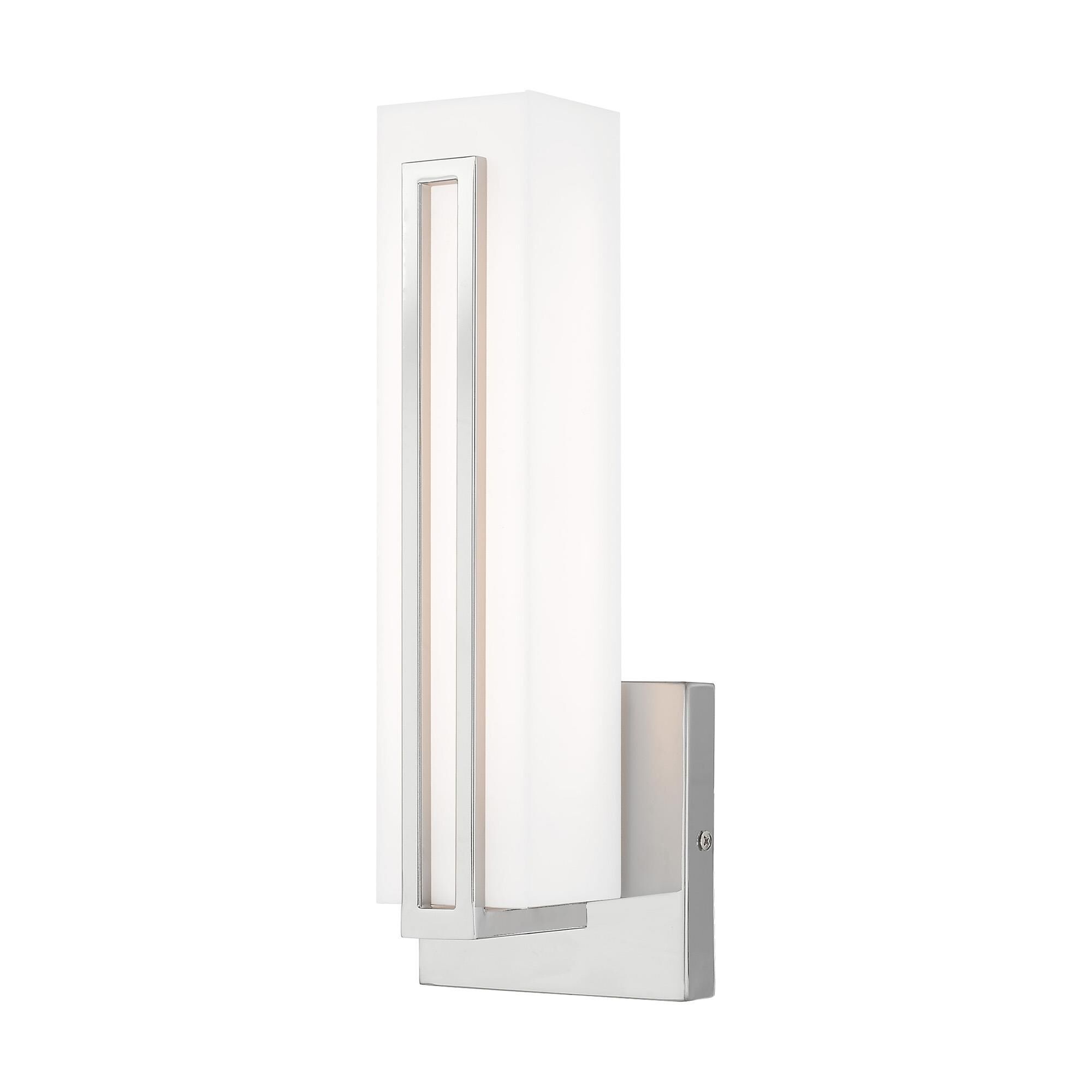 Shown in Polished Chrome finish and Satin White Acrylic shade