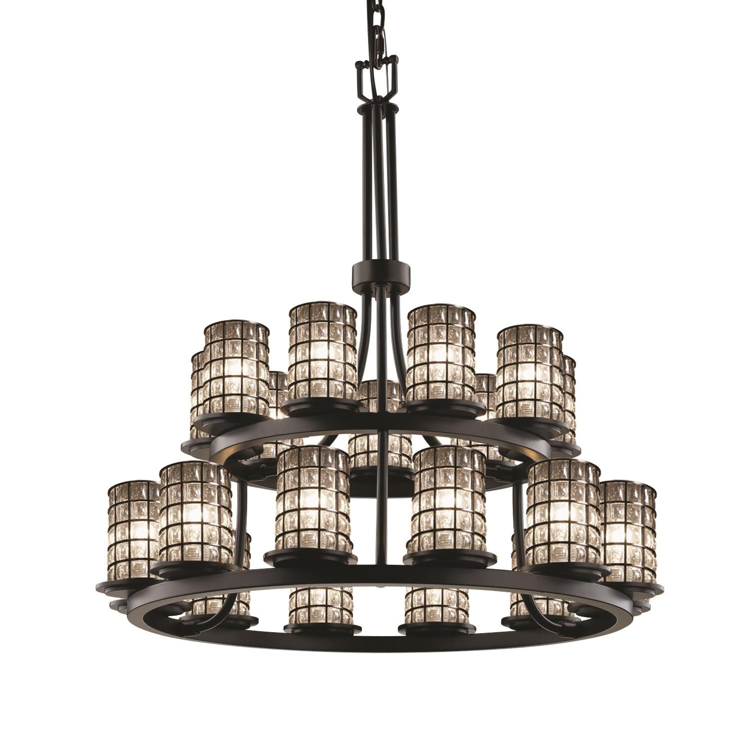 Wire Glass 33 Inch 21 Light LED Chandelier by Justice Design Group