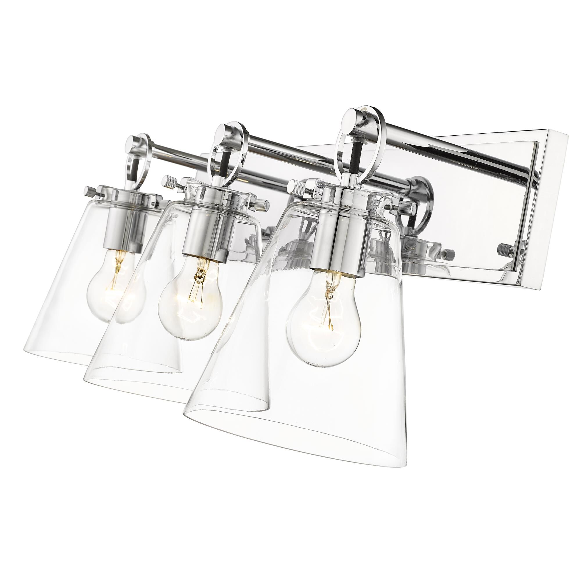 Shown in Chrome finish and Glass shade