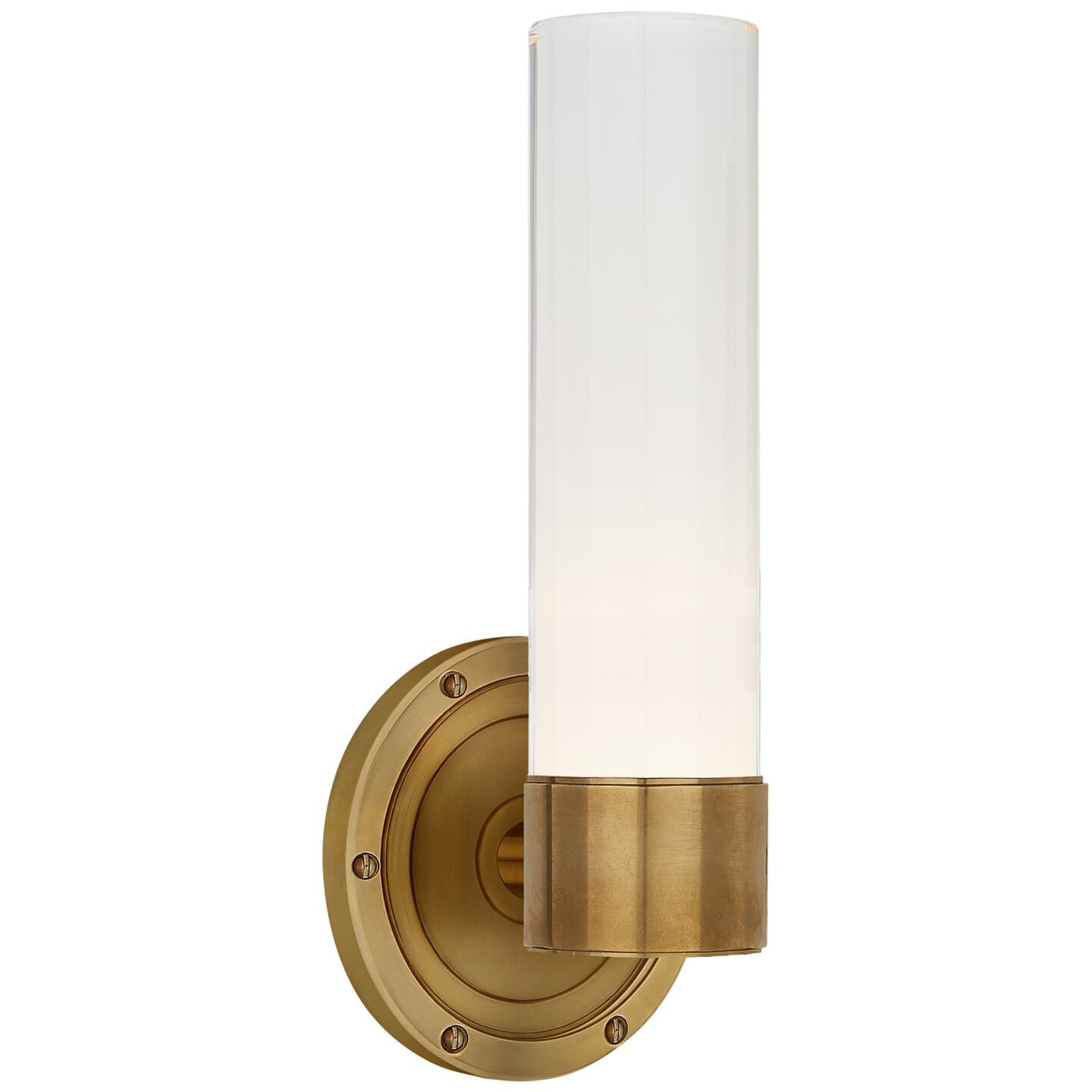 Shown in Natural Brass finish and White glass