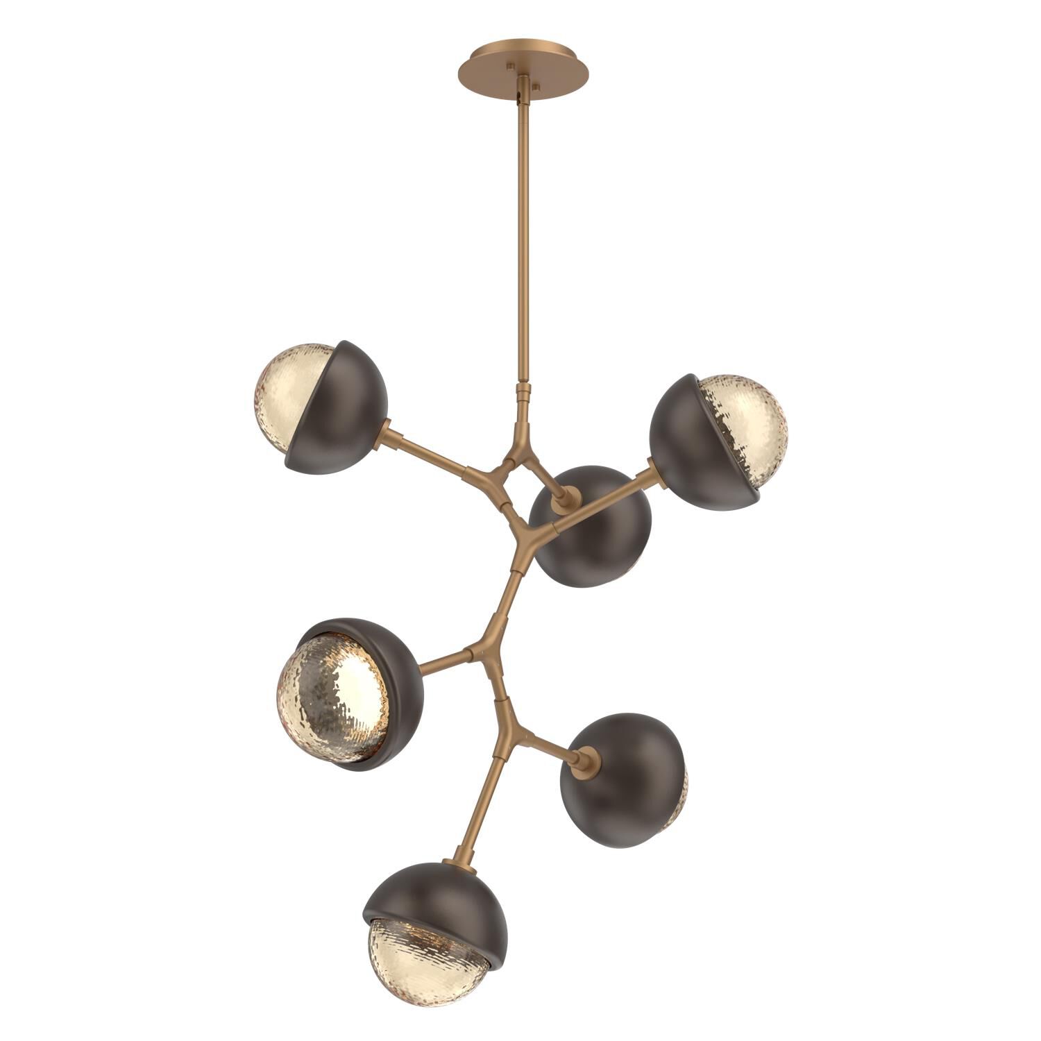 Shown in Novel Brass finish and Amber glass and Flat Bronze accent