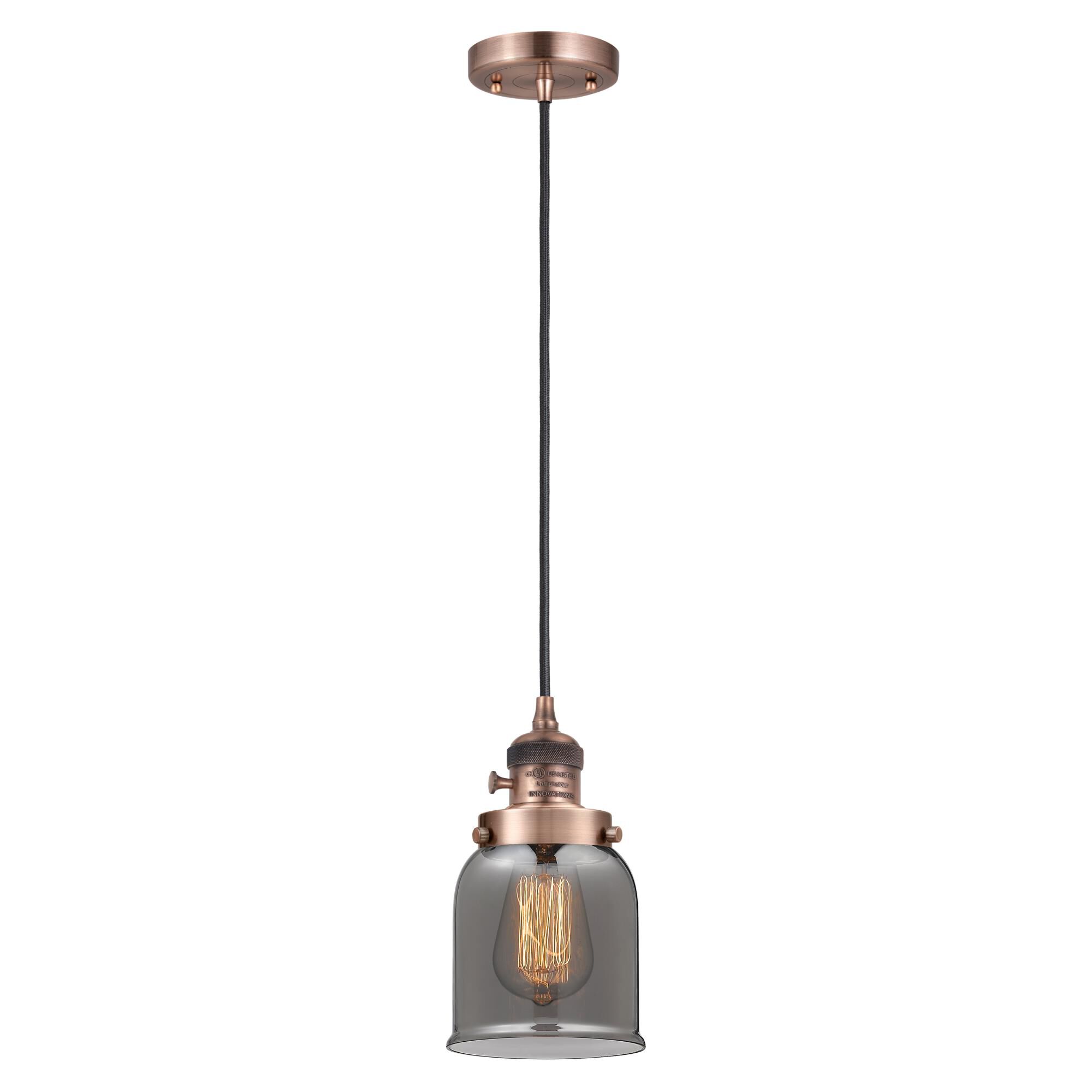 Shown in Antique Copper finish and Plated Smoke glass