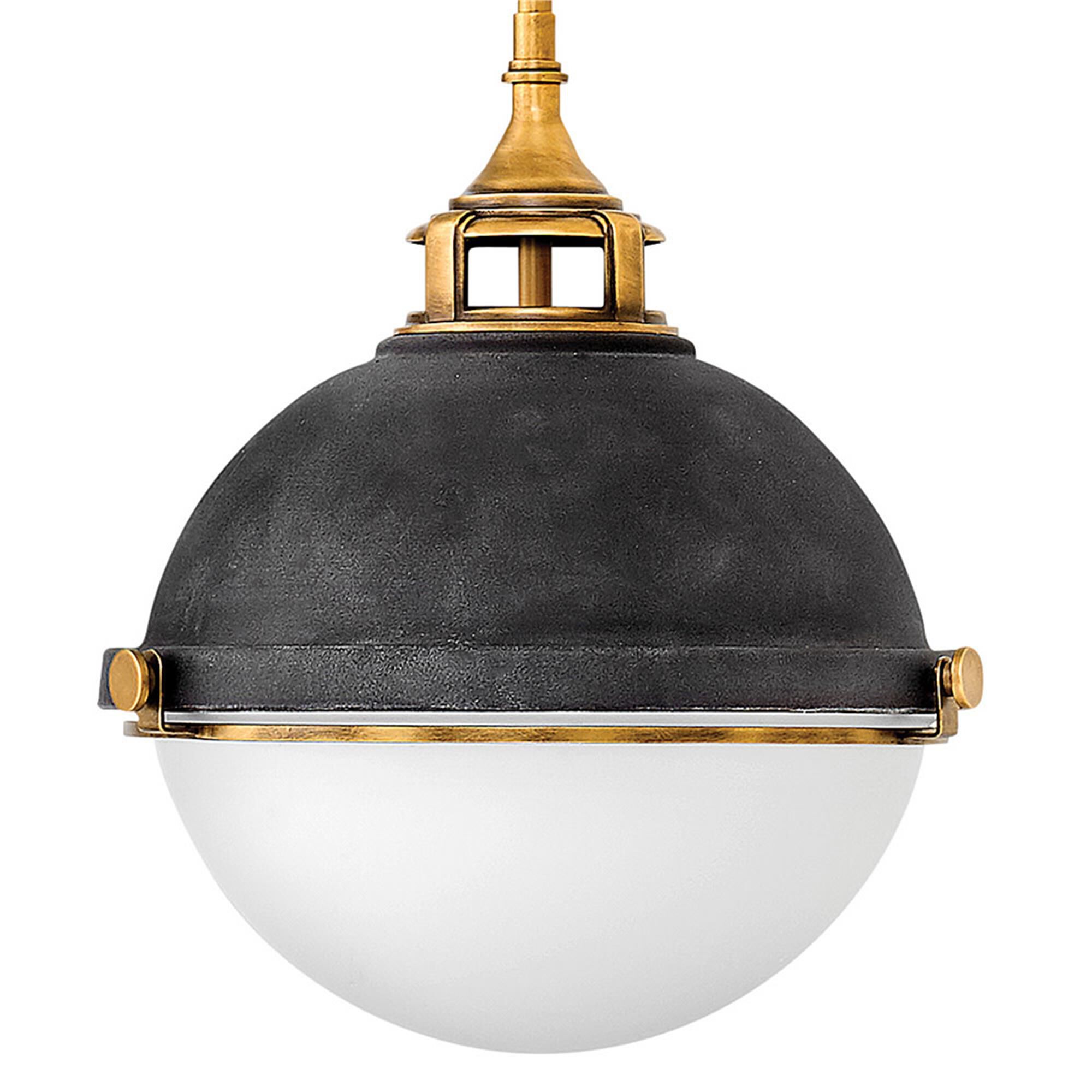 Shown in Aged Zinc finish and Etched Opal glass