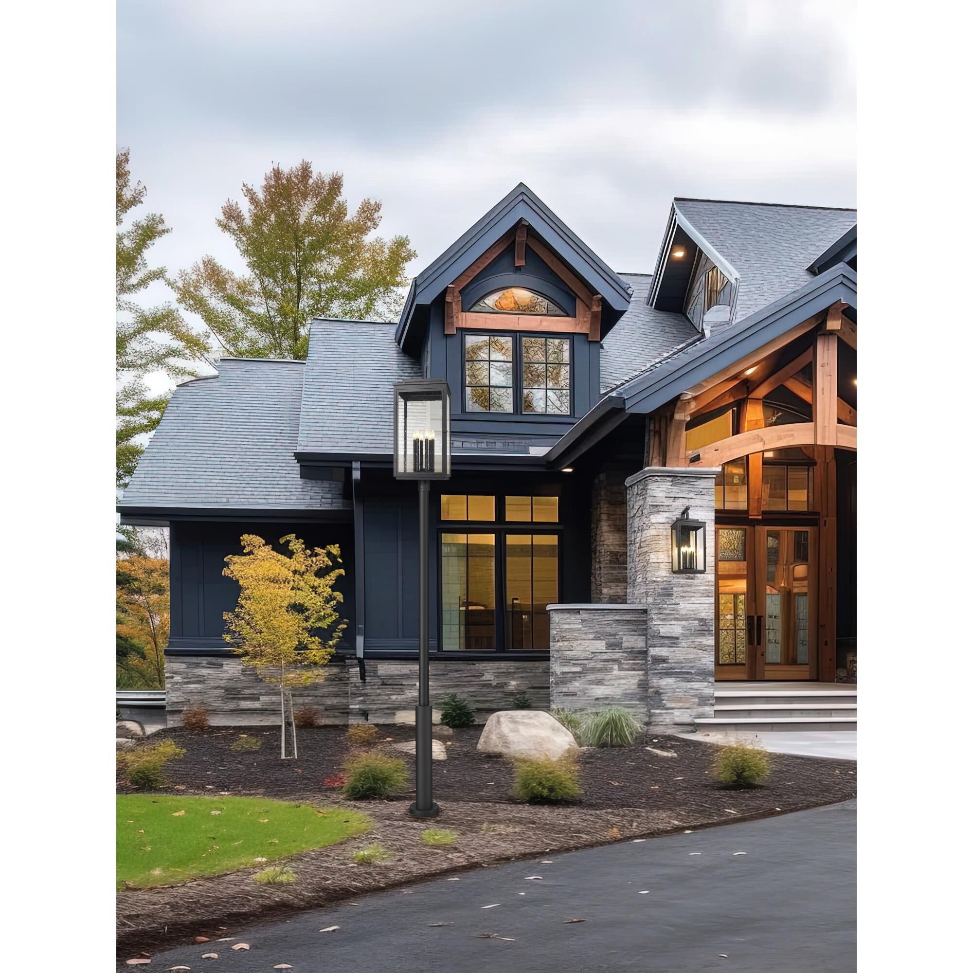 Shown in Sand Black finish and Clear Seedy glass and Clear Seedy shade