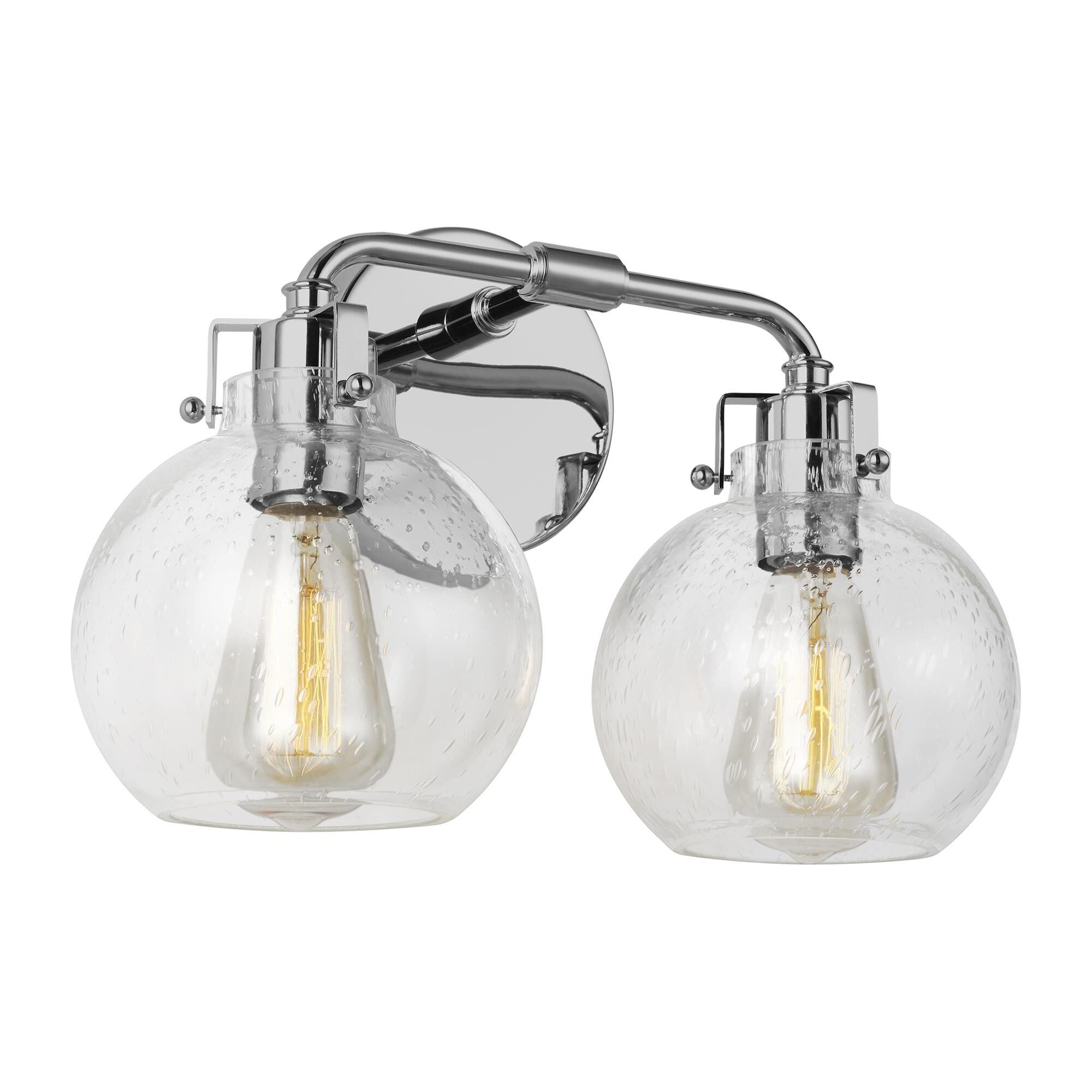 Shown in Chrome finish and Clear Seeded glass