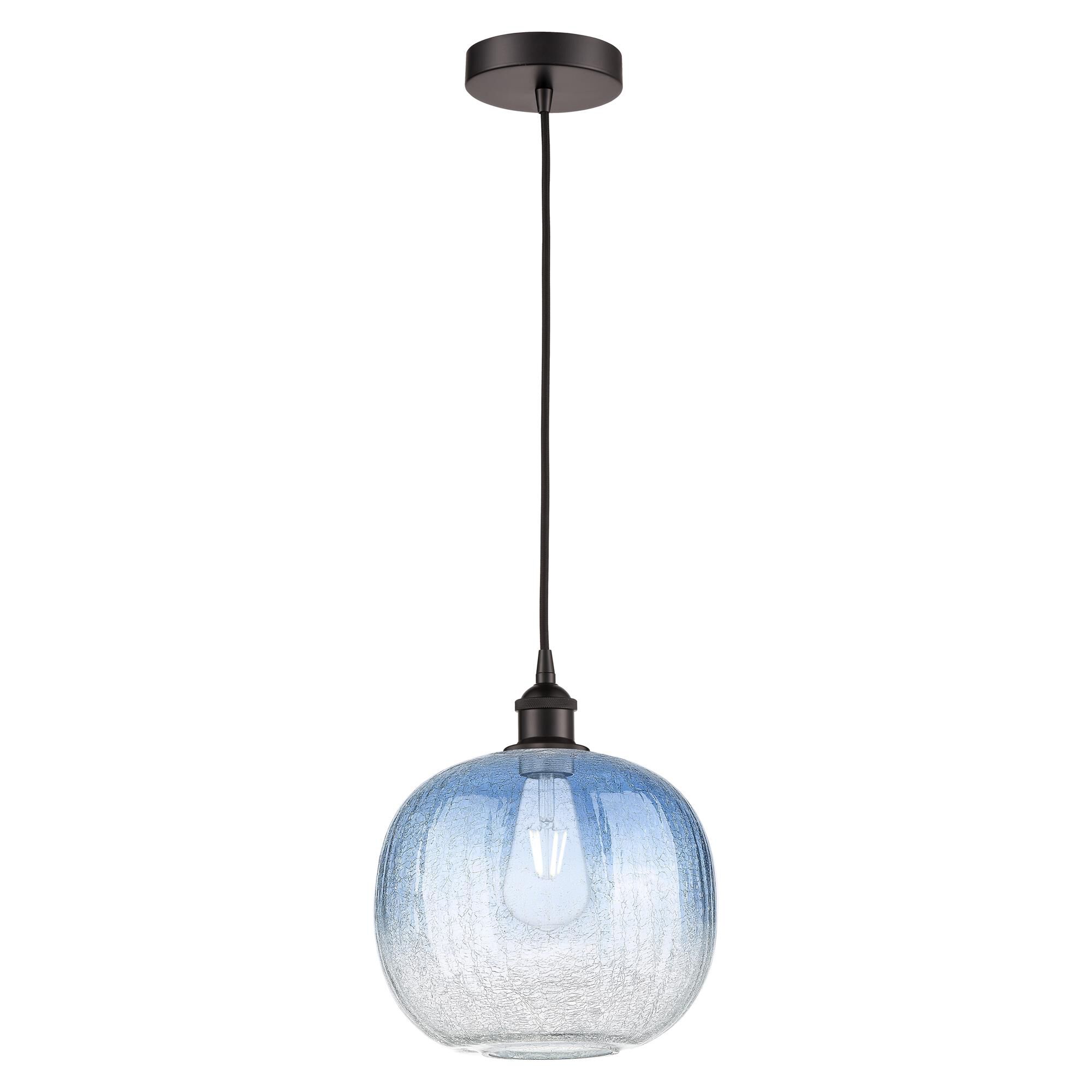 Shown in Oil Rubbed Bronze finish and Sapphire Blue glass