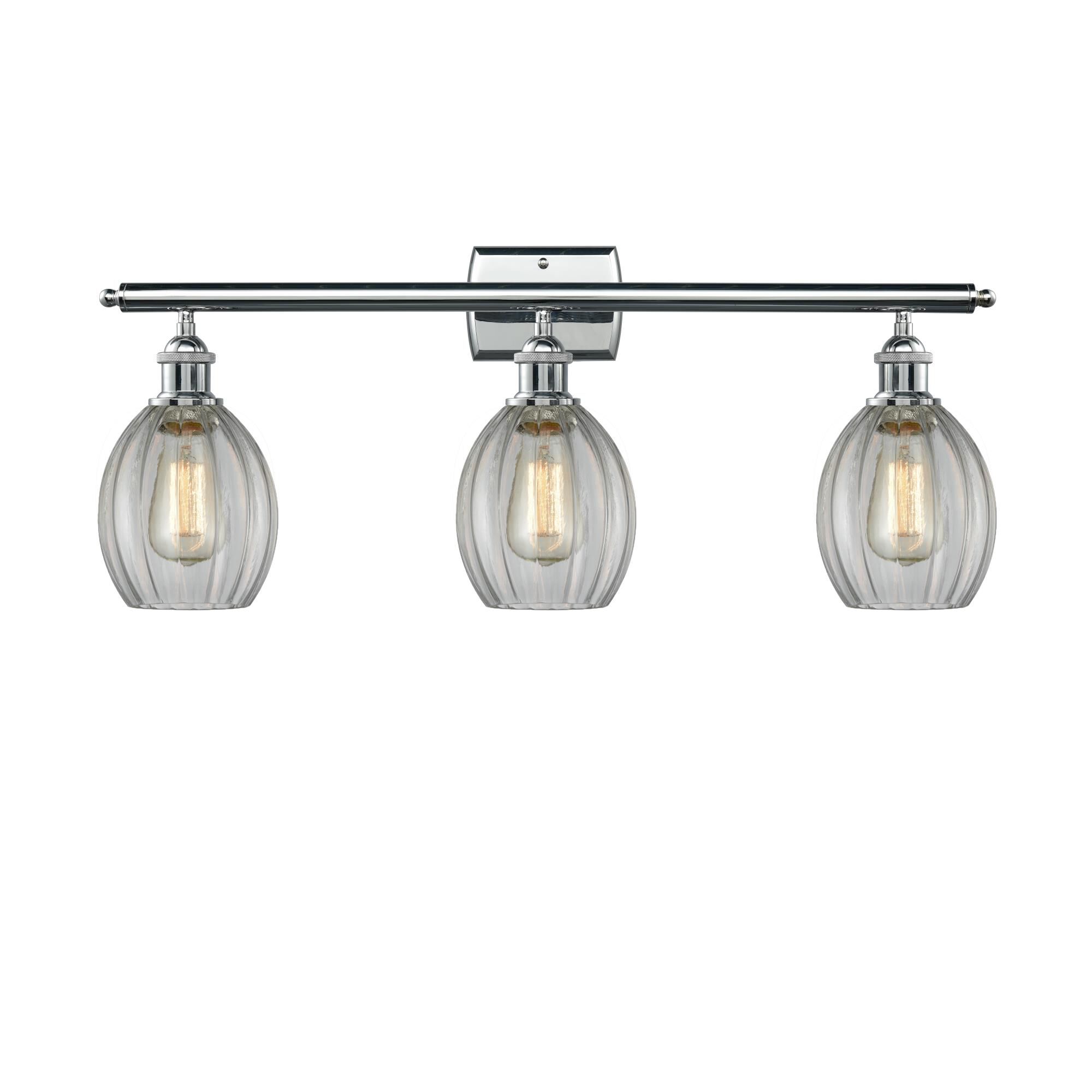 Shown in Polished Chrome finish and Clear Fluted glass