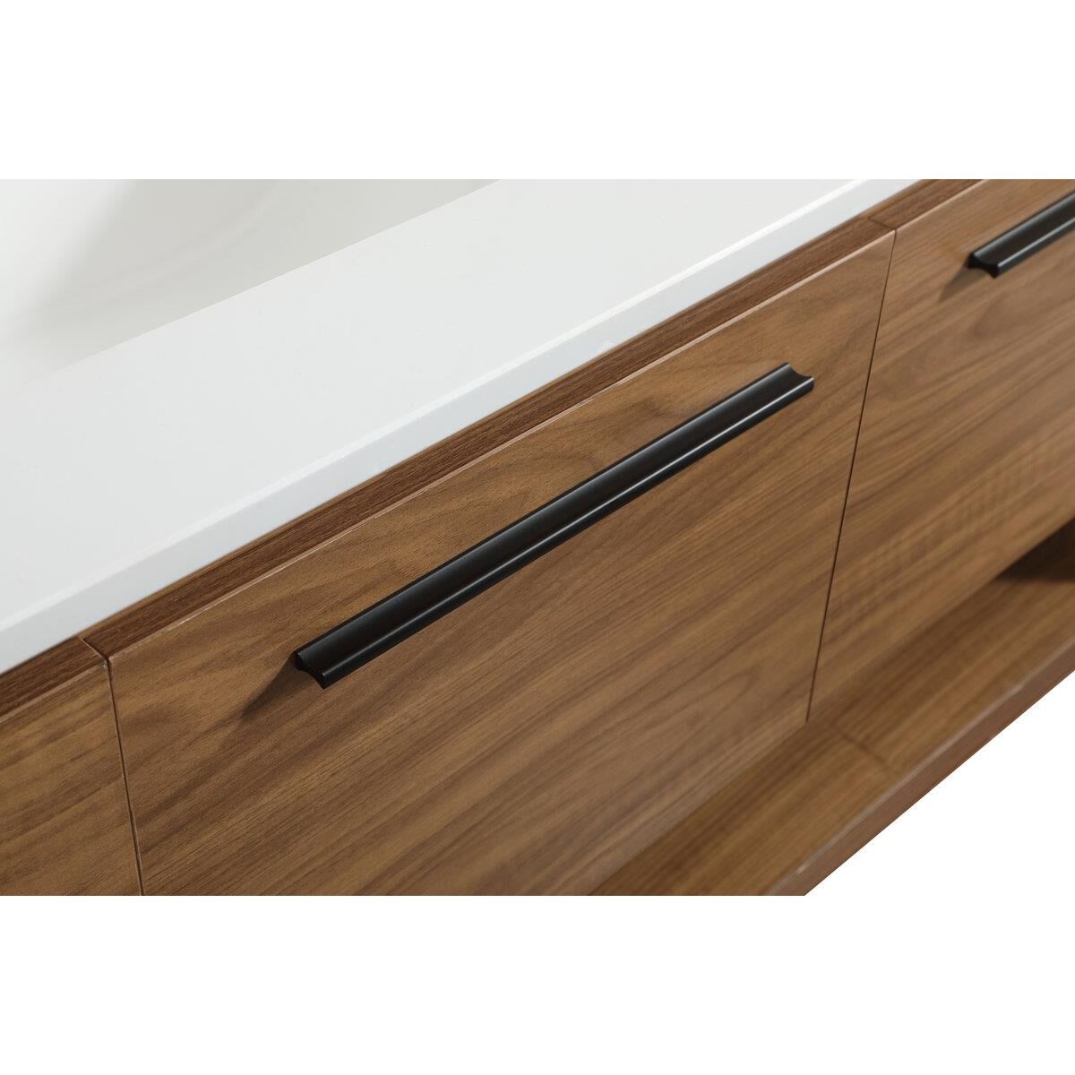 Shown in Walnut Brown finish and With Backsplash accent