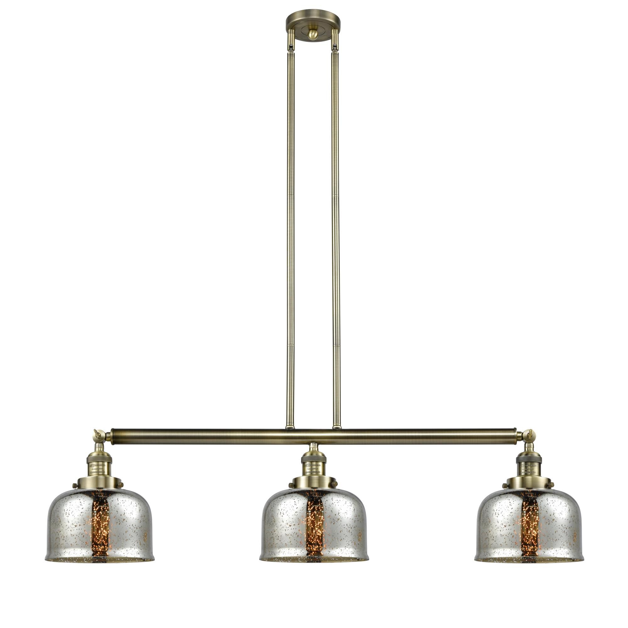 Shown in Antique Brass finish and Silver Plated Mercury Large Bell glass