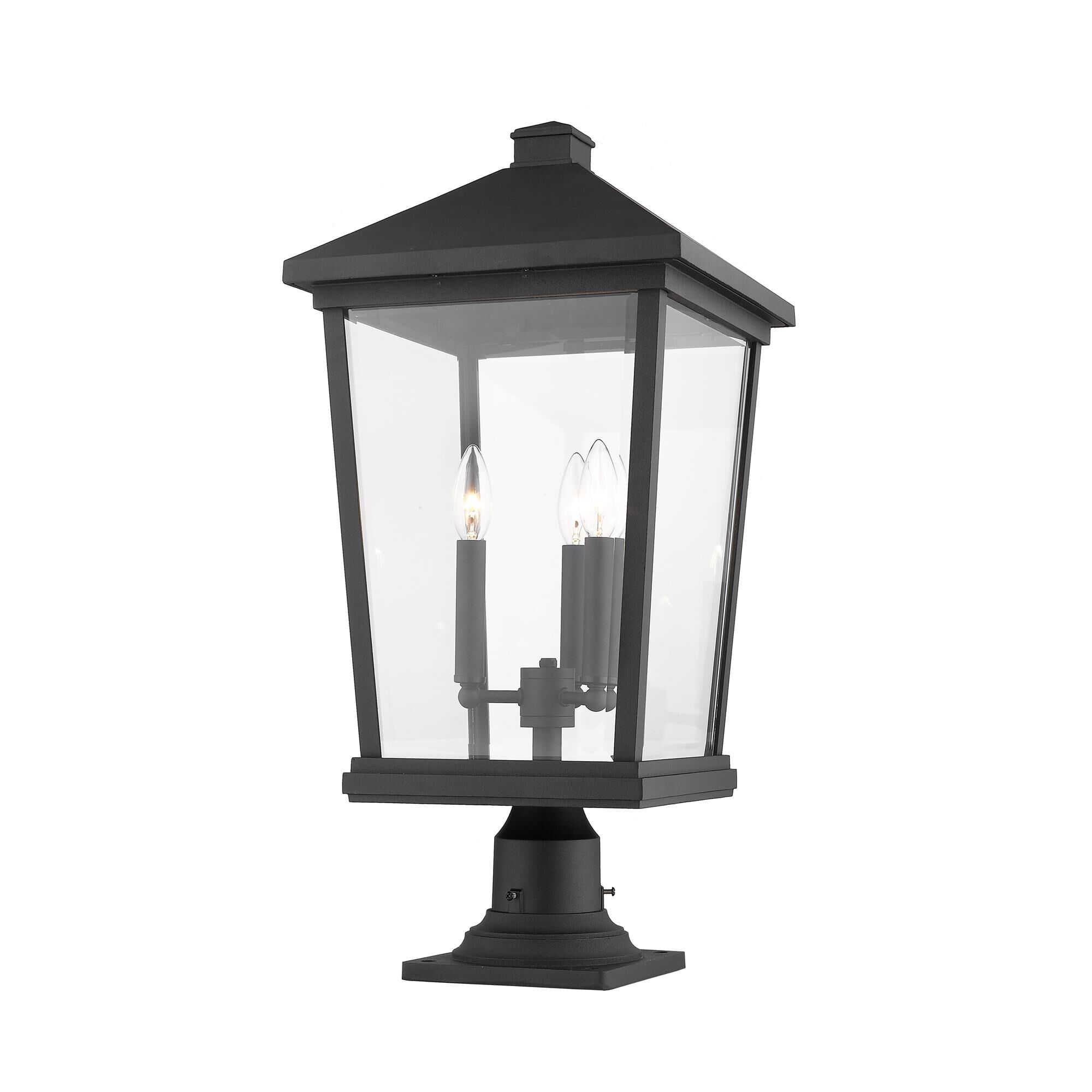 Shown in Black finish and Glass shade