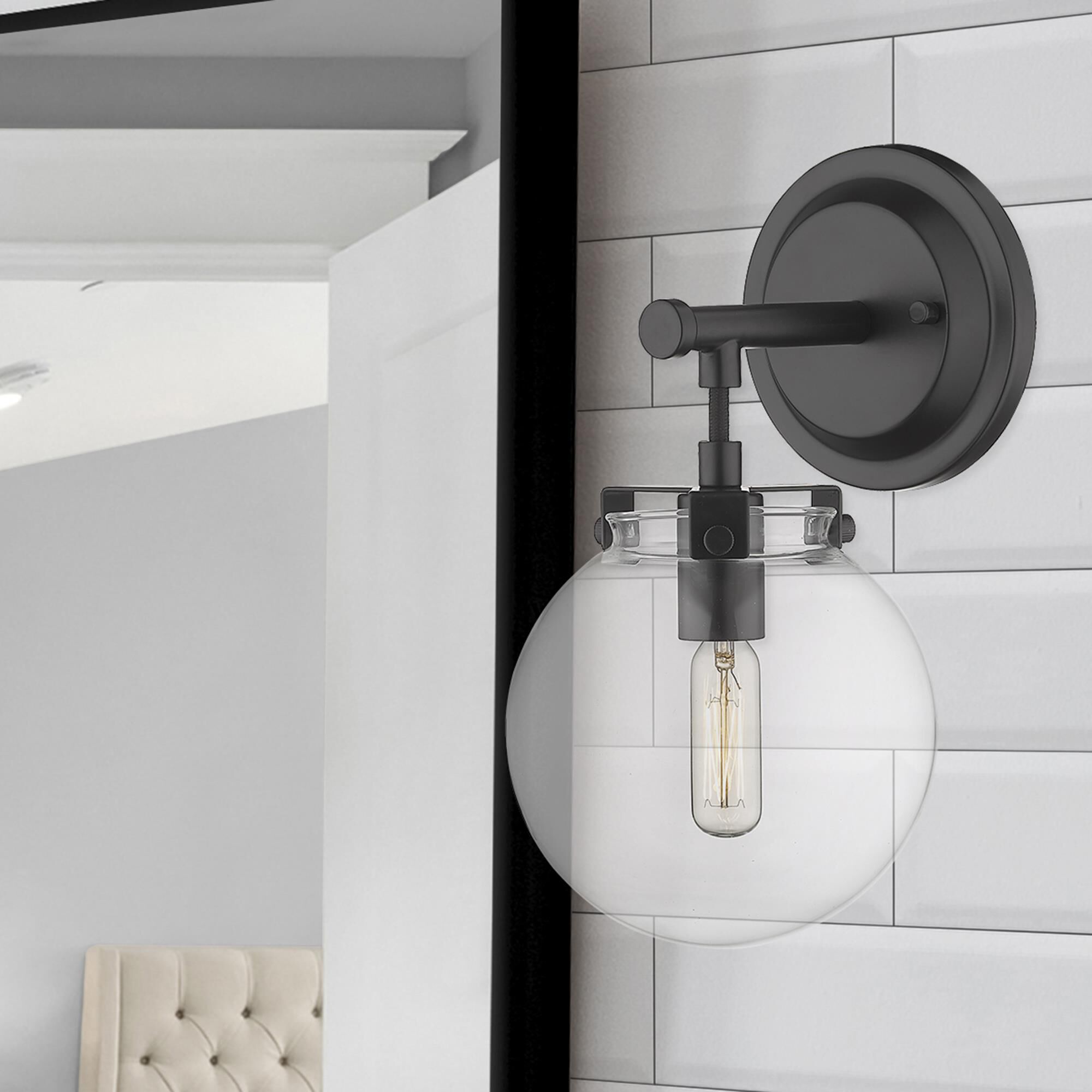 Shown in Matte Black  finish and Clear glass