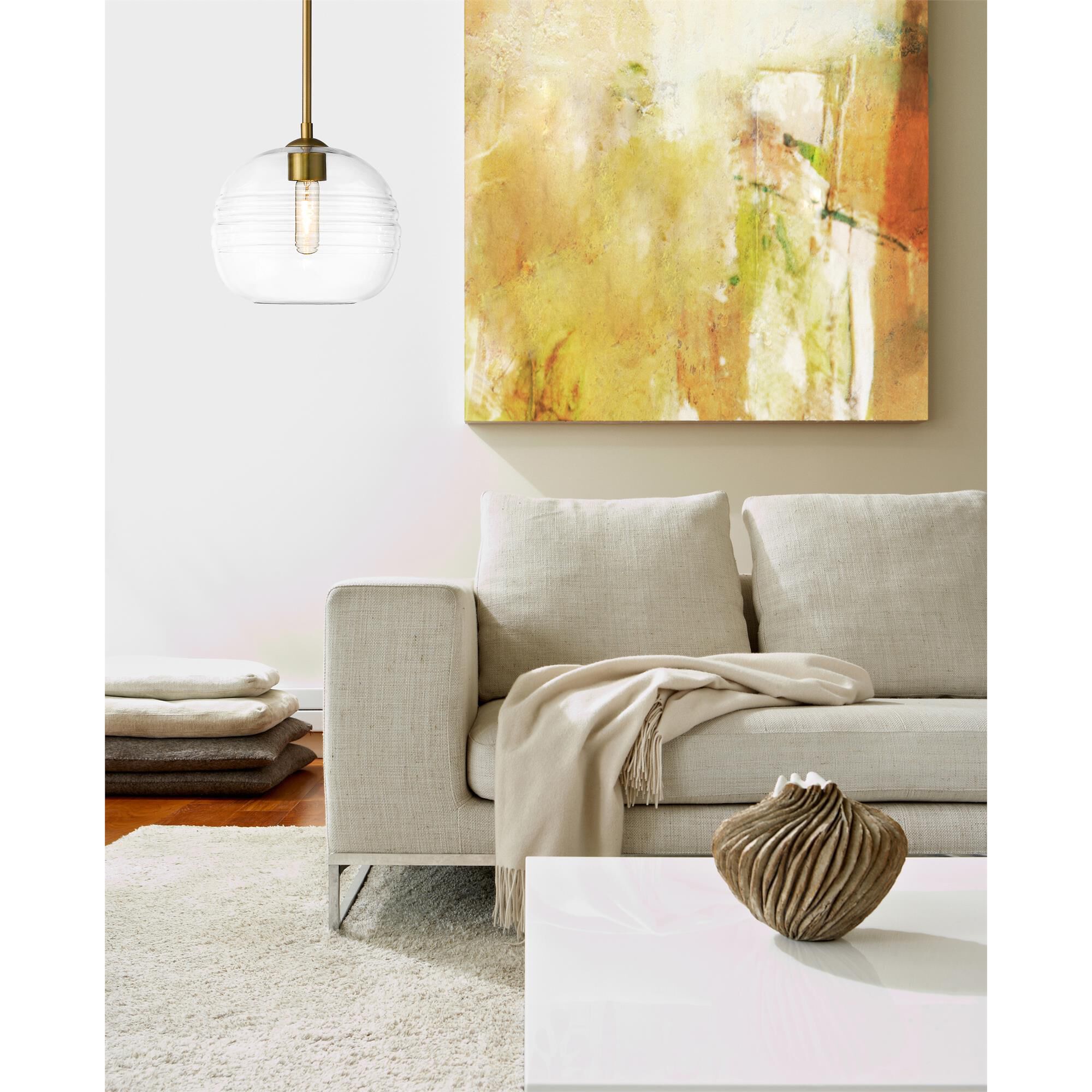 Shown in Olde Brass finish and Glass shade