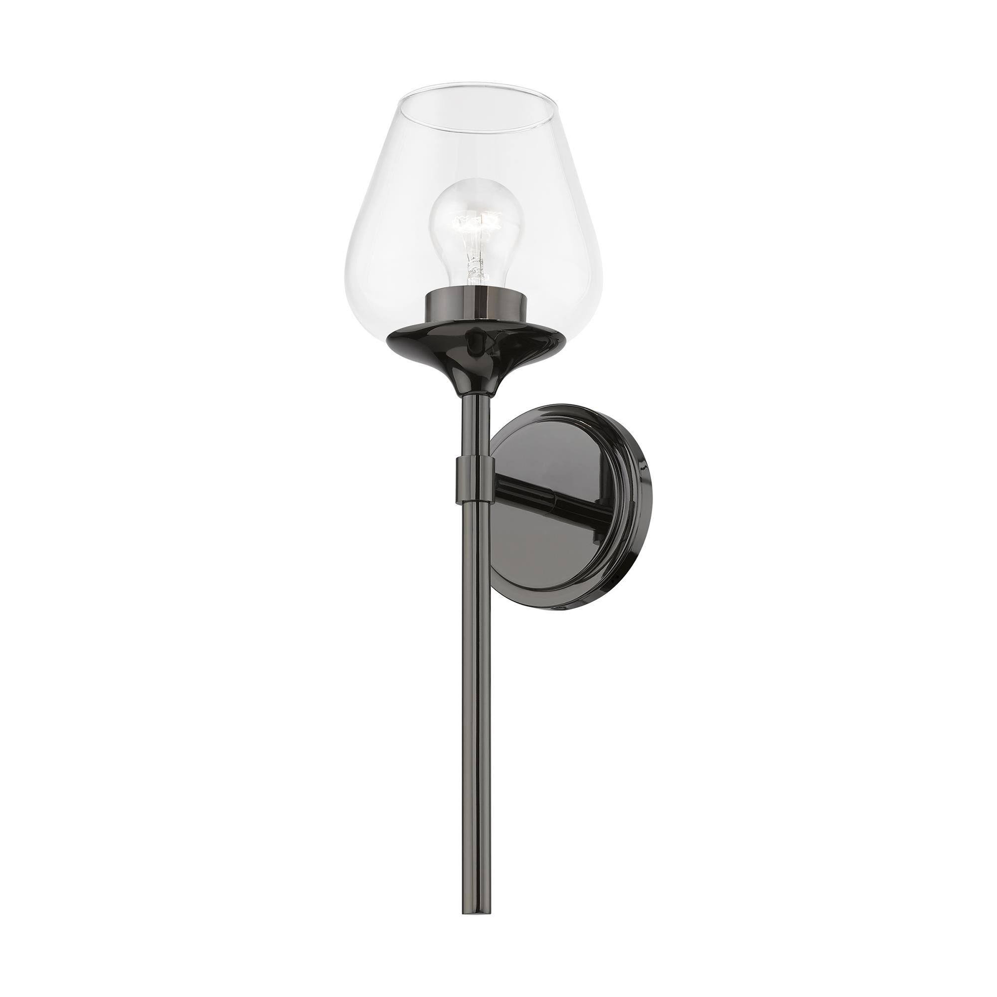 Shown in Black Chrome finish and Clear glass