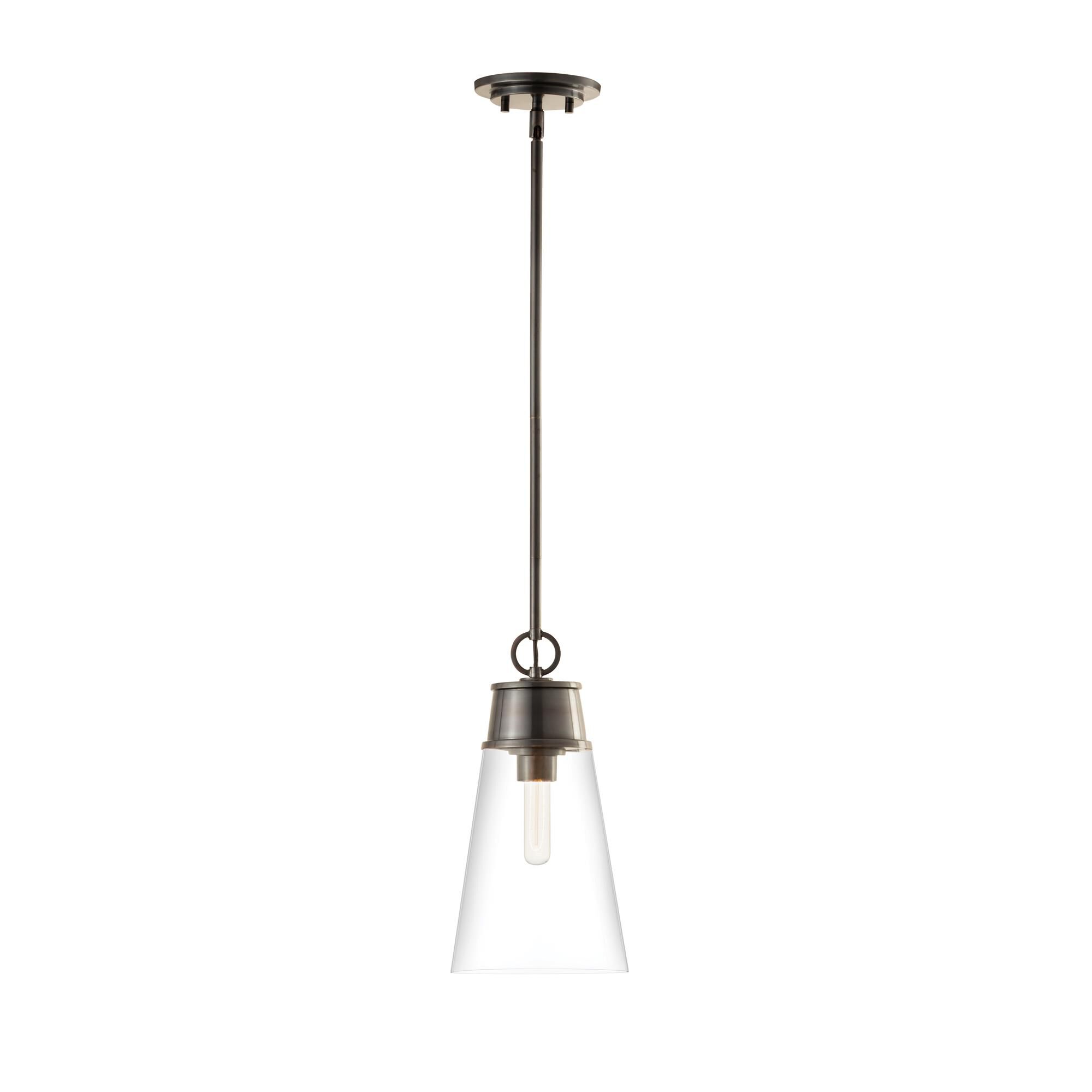 Shown in Plated Bronze finish and Glass shade