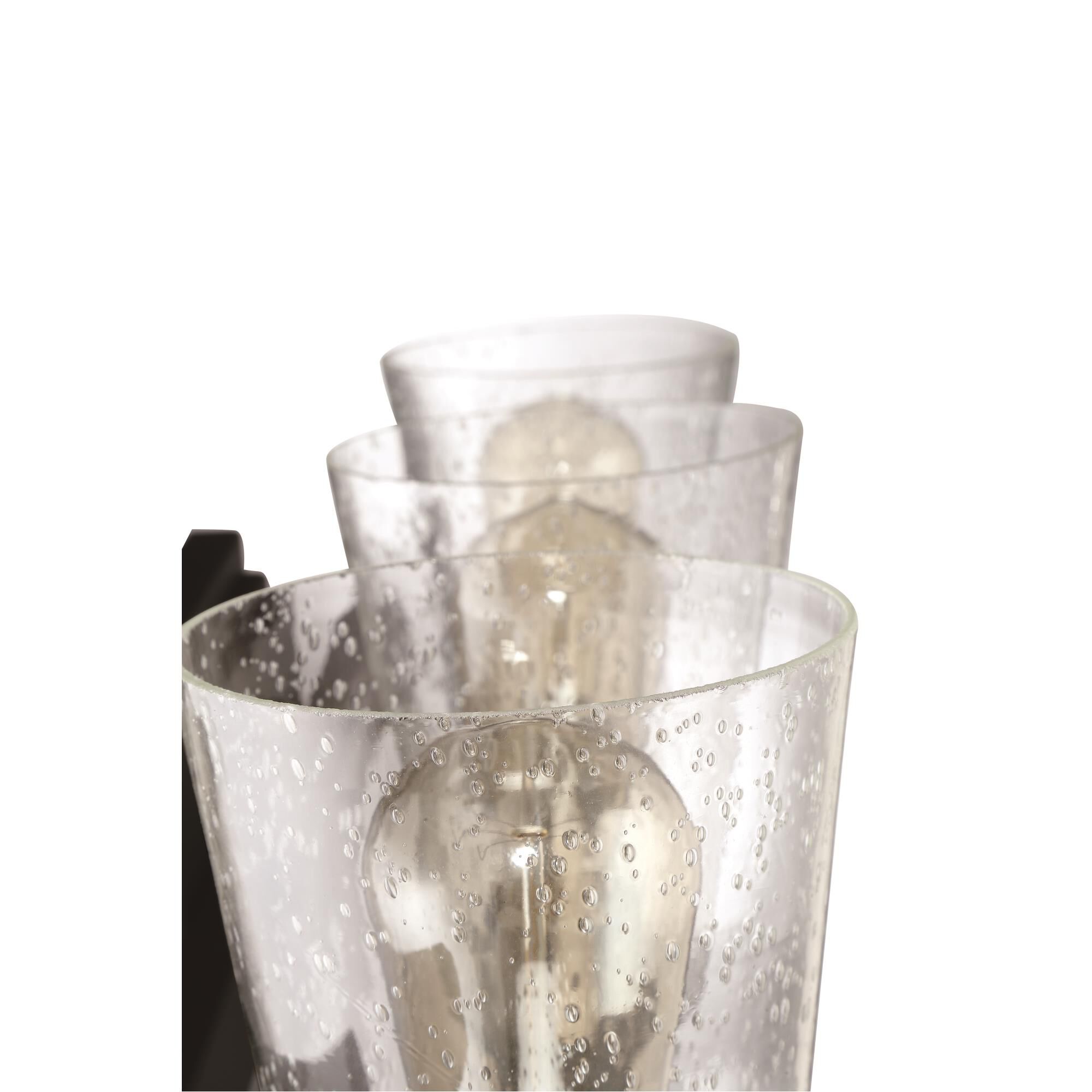 Shown in Espresso finish and Clear Seeded glass and Glass shade