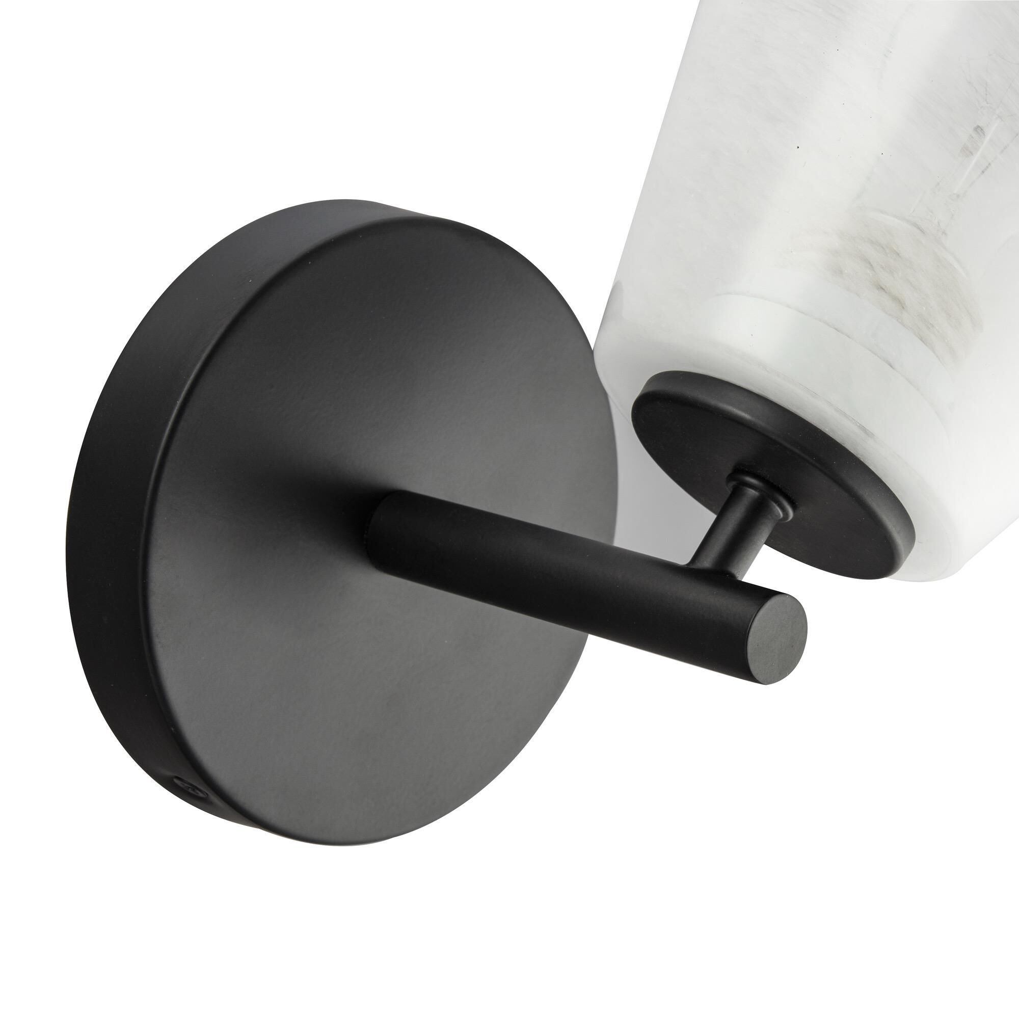 Shown in Black finish and Wispy White glass