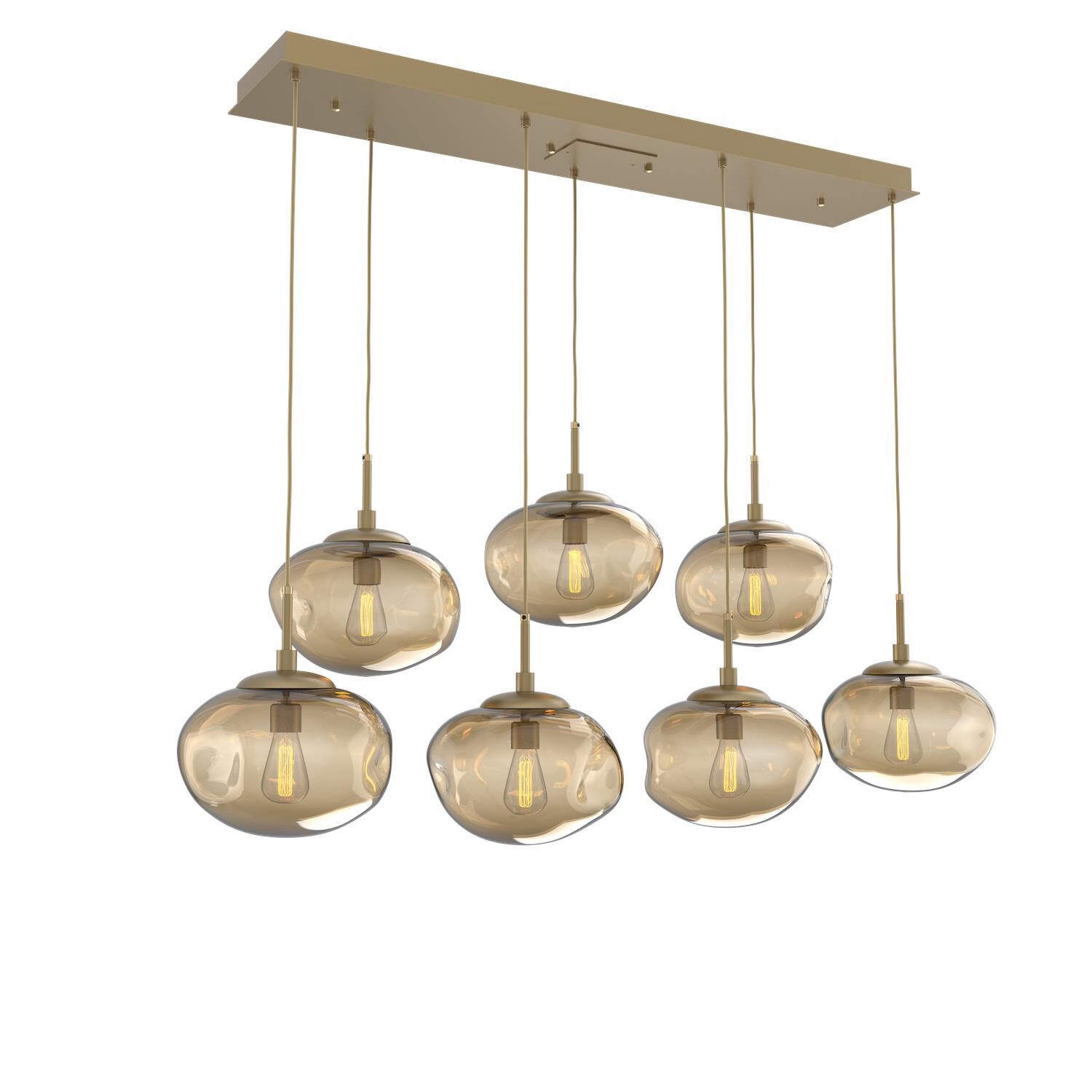 Shown in Gilded Brass finish and Blown Bronze glass