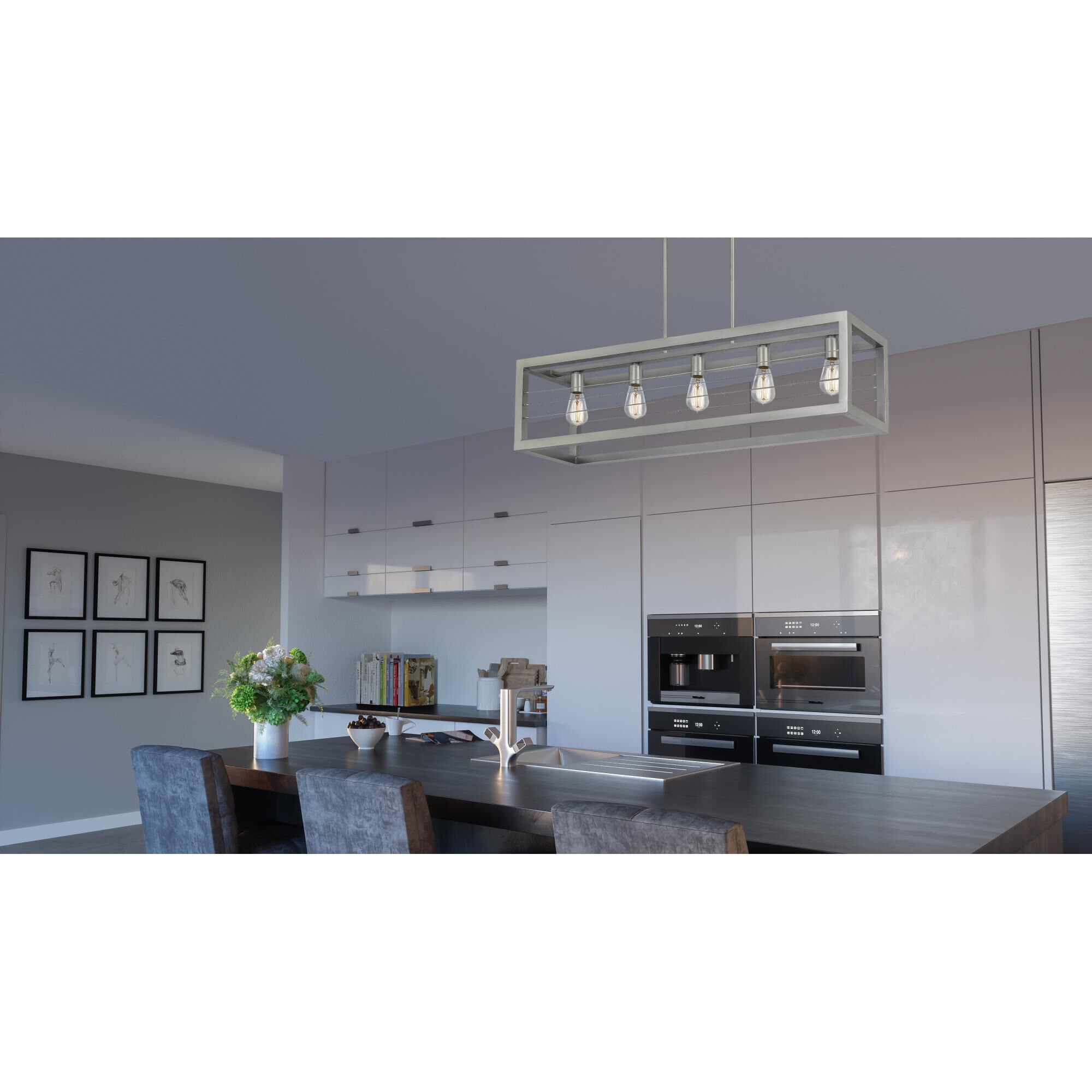 40 Inch 5 Light Linear Suspension Light by Quoizel