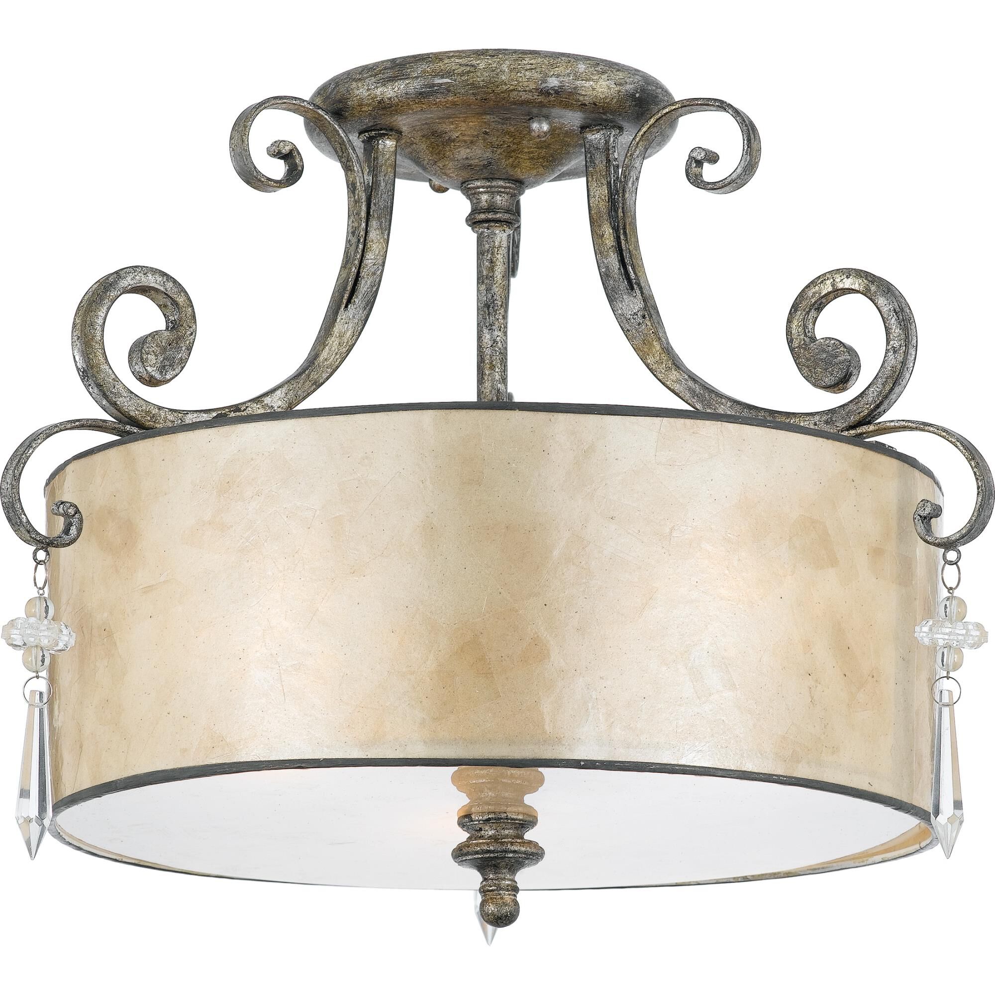 Kendra 16 Inch 3 Light Semi Flush Mount by Quoizel