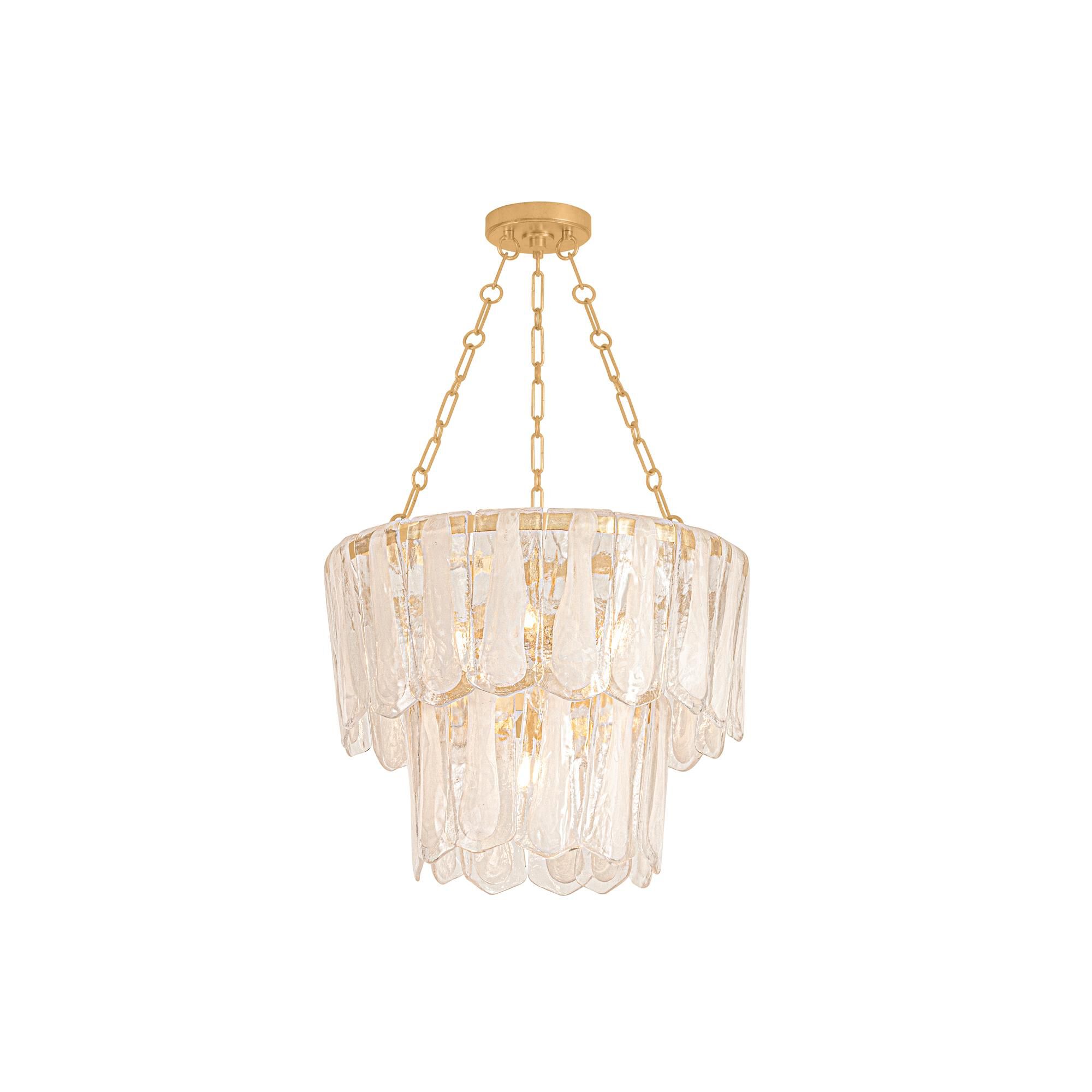Shown in Vintage Gold Leaf finish and Piastre glass
