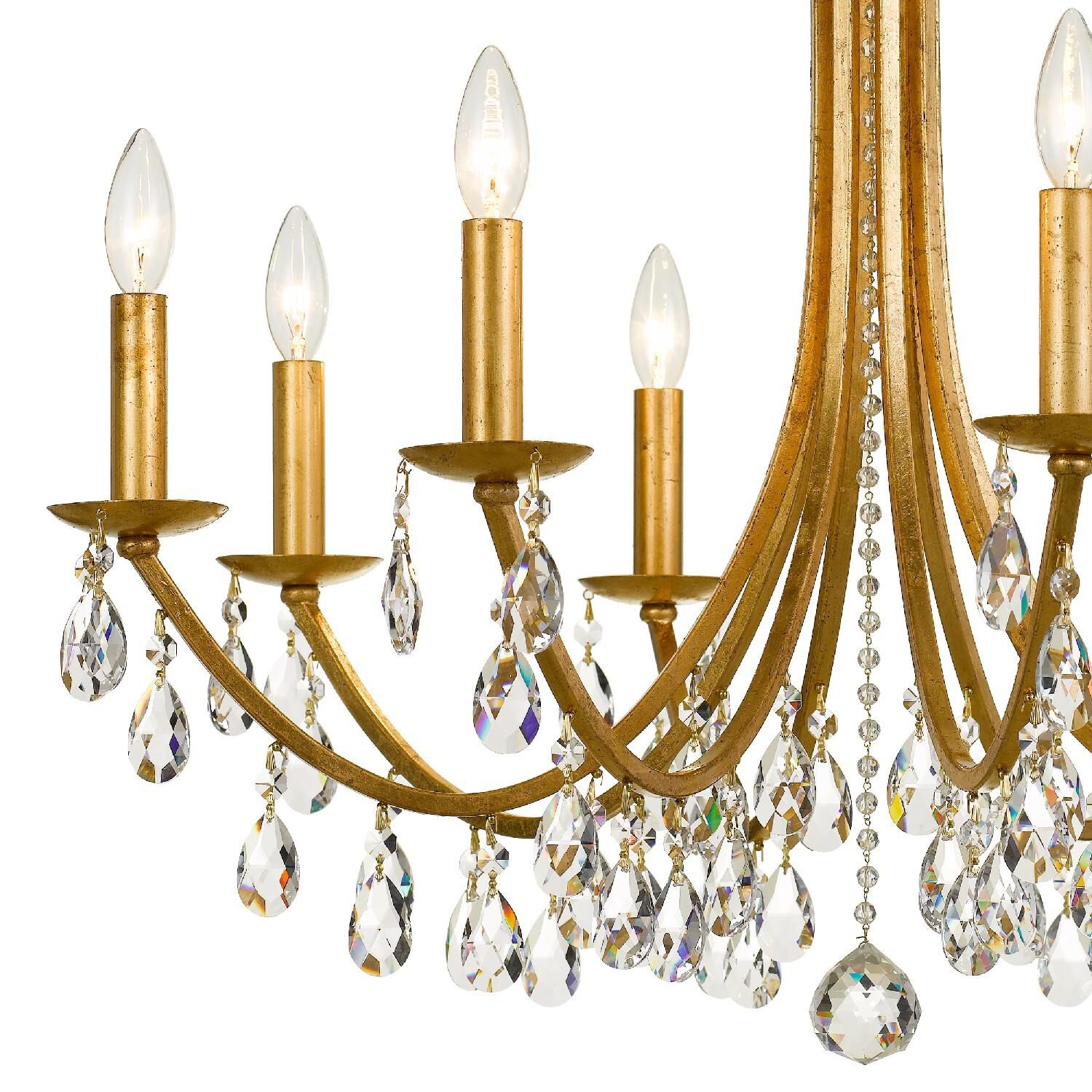Shown in Antique Gold finish and Faceted crystal