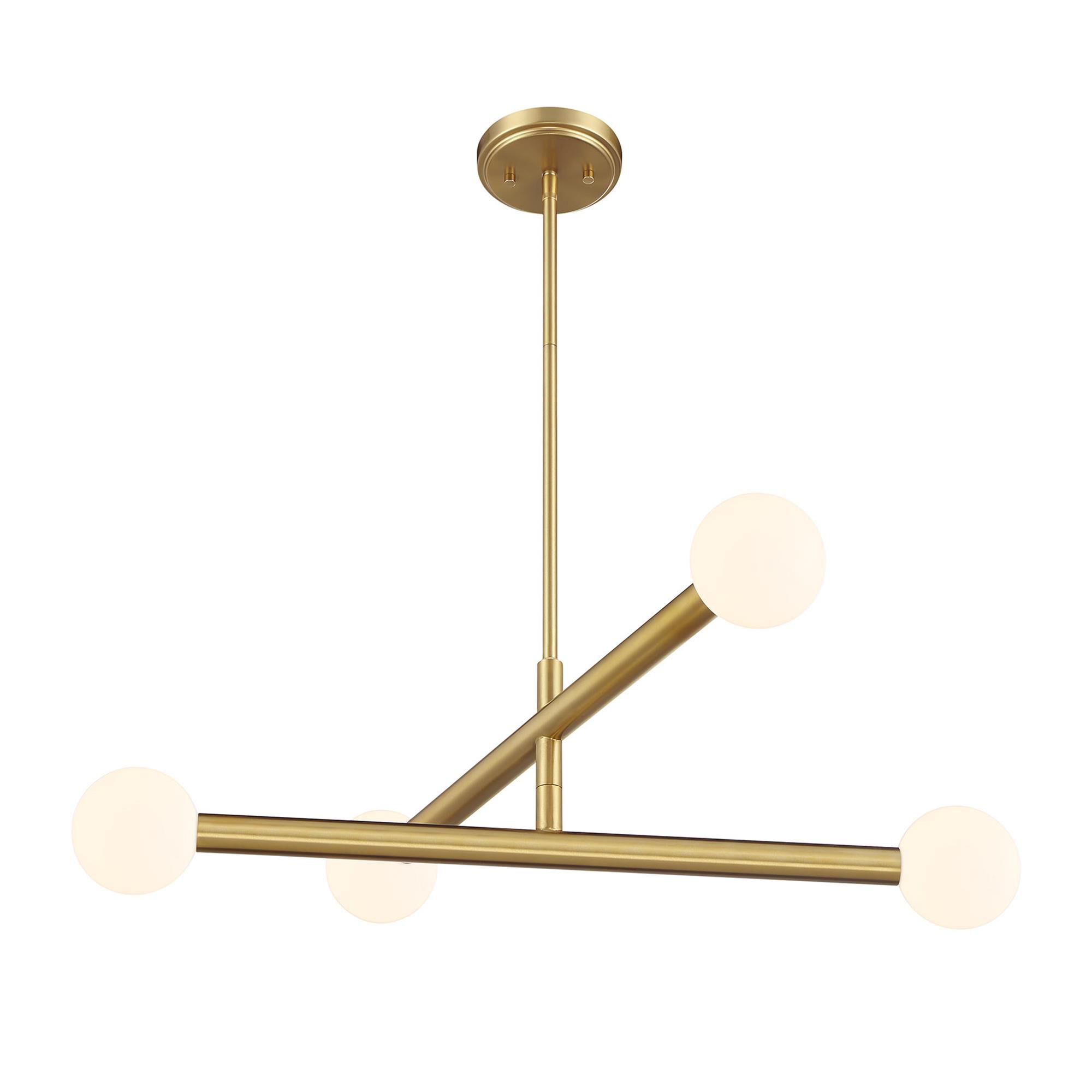 Shown in Natural Brass finish and White Opal glass