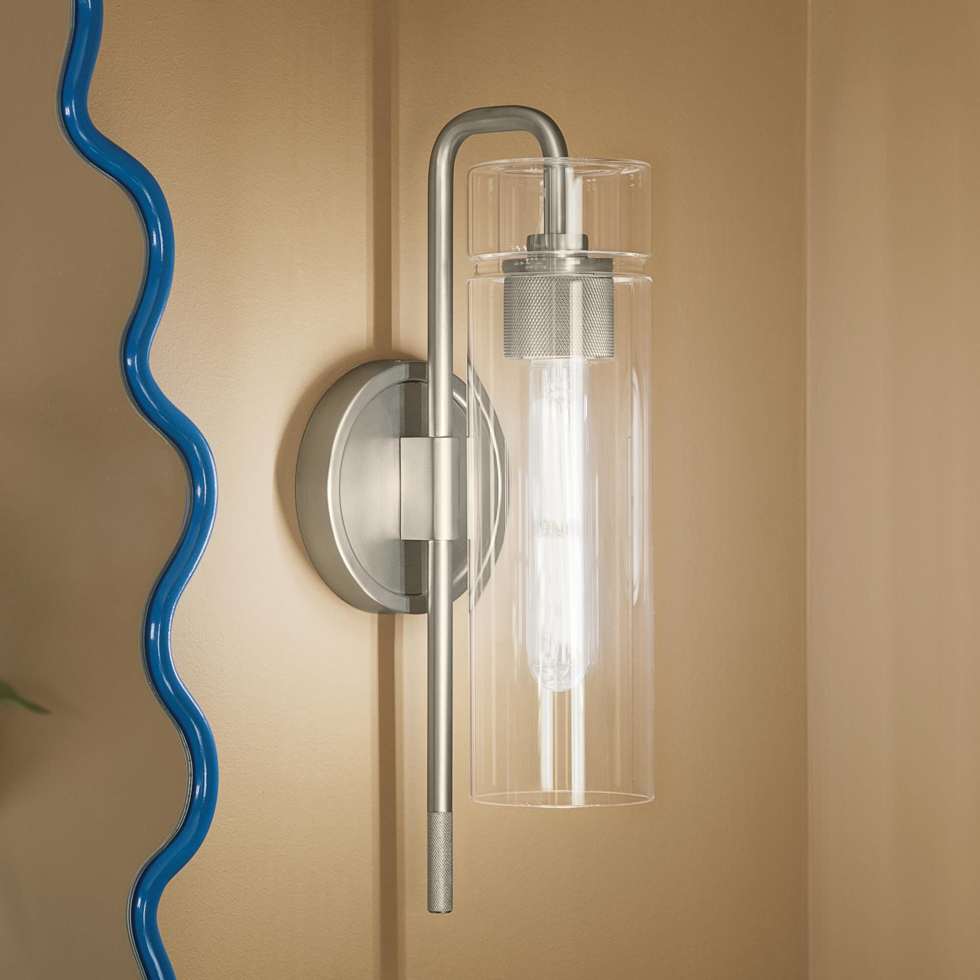 Shown in Brushed Nickel finish and Clear glass