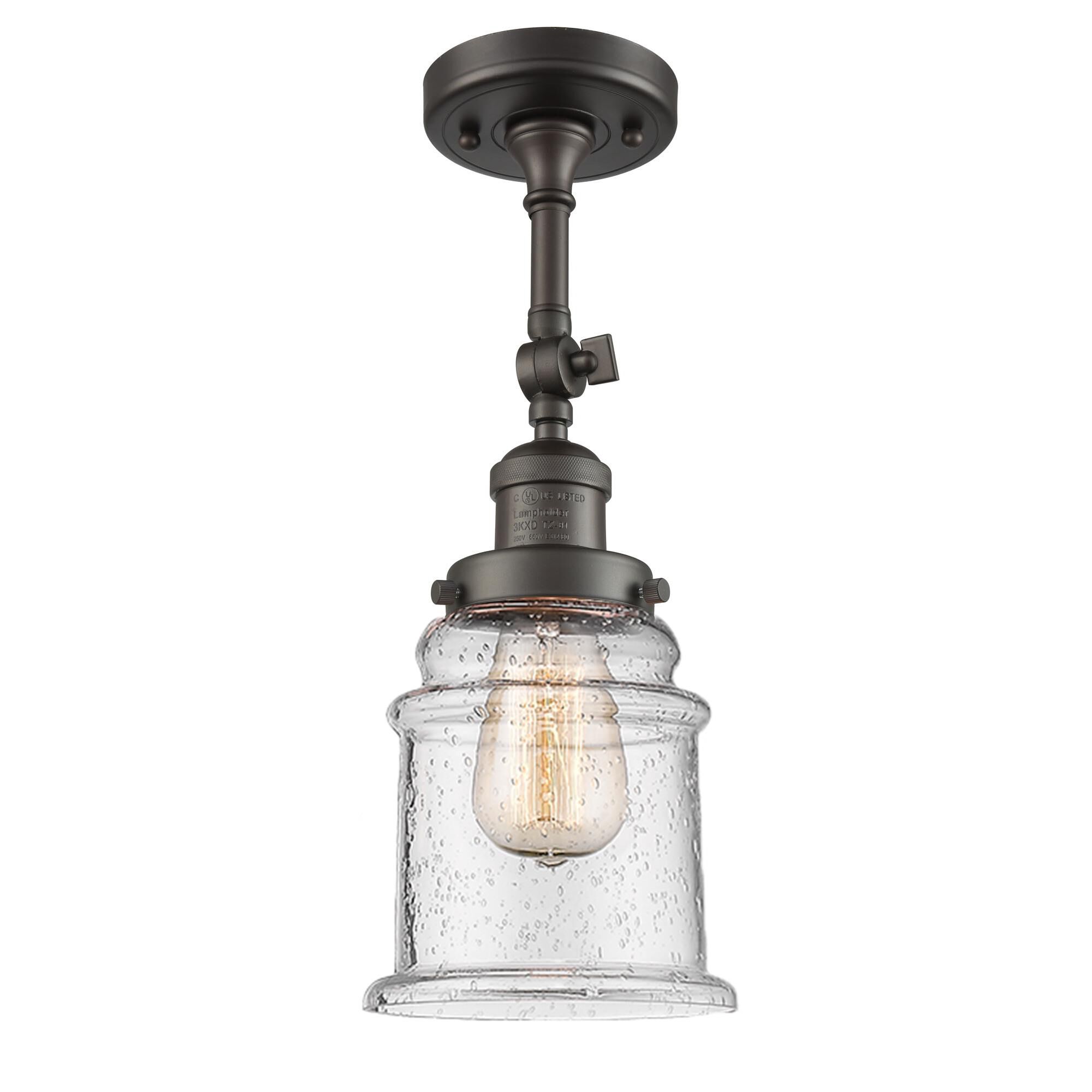 Shown in Oil Rubbed Bronze finish and Seedy glass