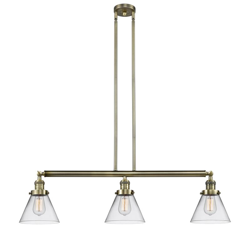 Bruno Marashlian Large Cone 36 Inch 3 Light Linear Suspension Light by Innovations Lighting