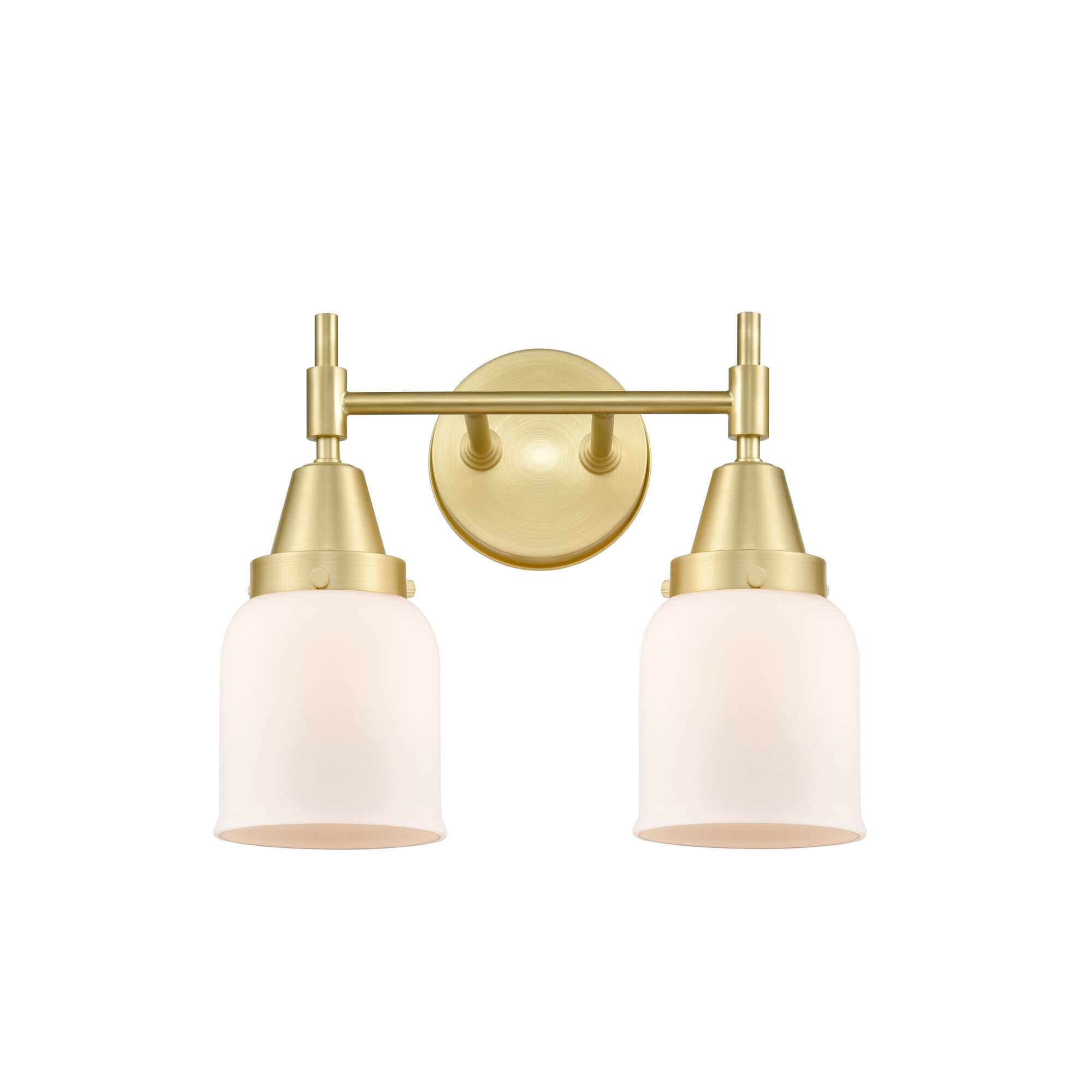Shown in Satin Brass finish and Matte White Cased Large Cone glass