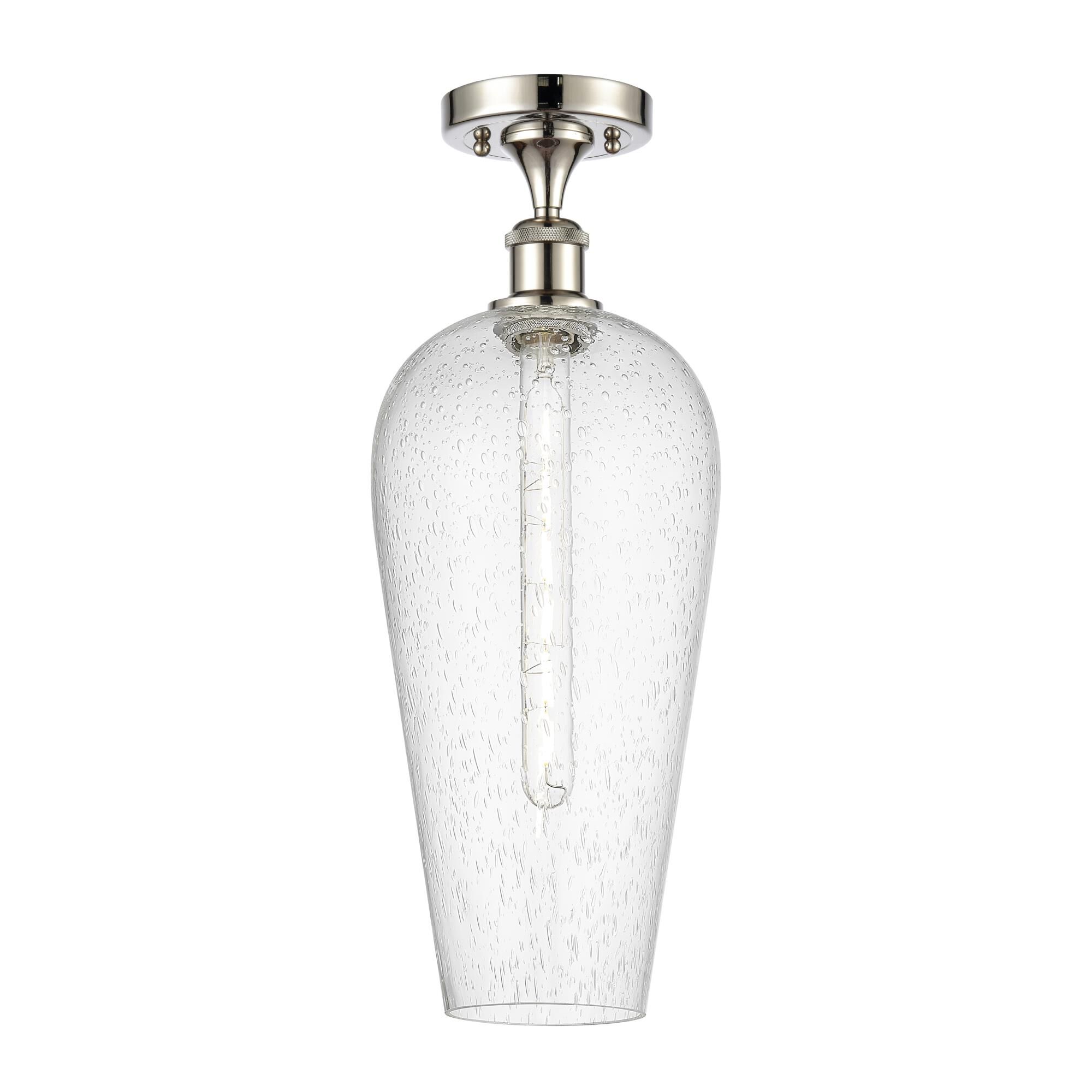 Shown in Polished Nickel finish and Seedy glass