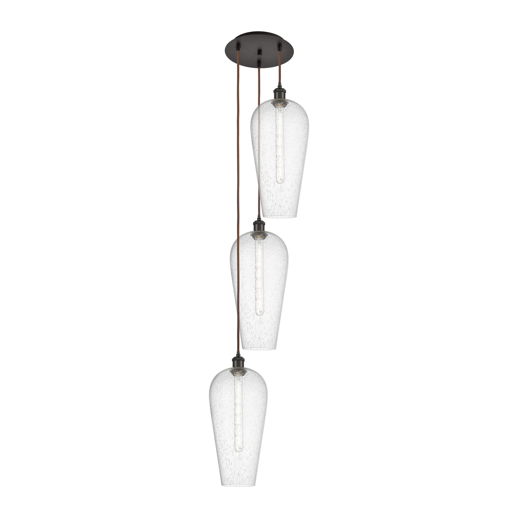 Shown in Oil Rubbed Bronze finish and Seedy glass