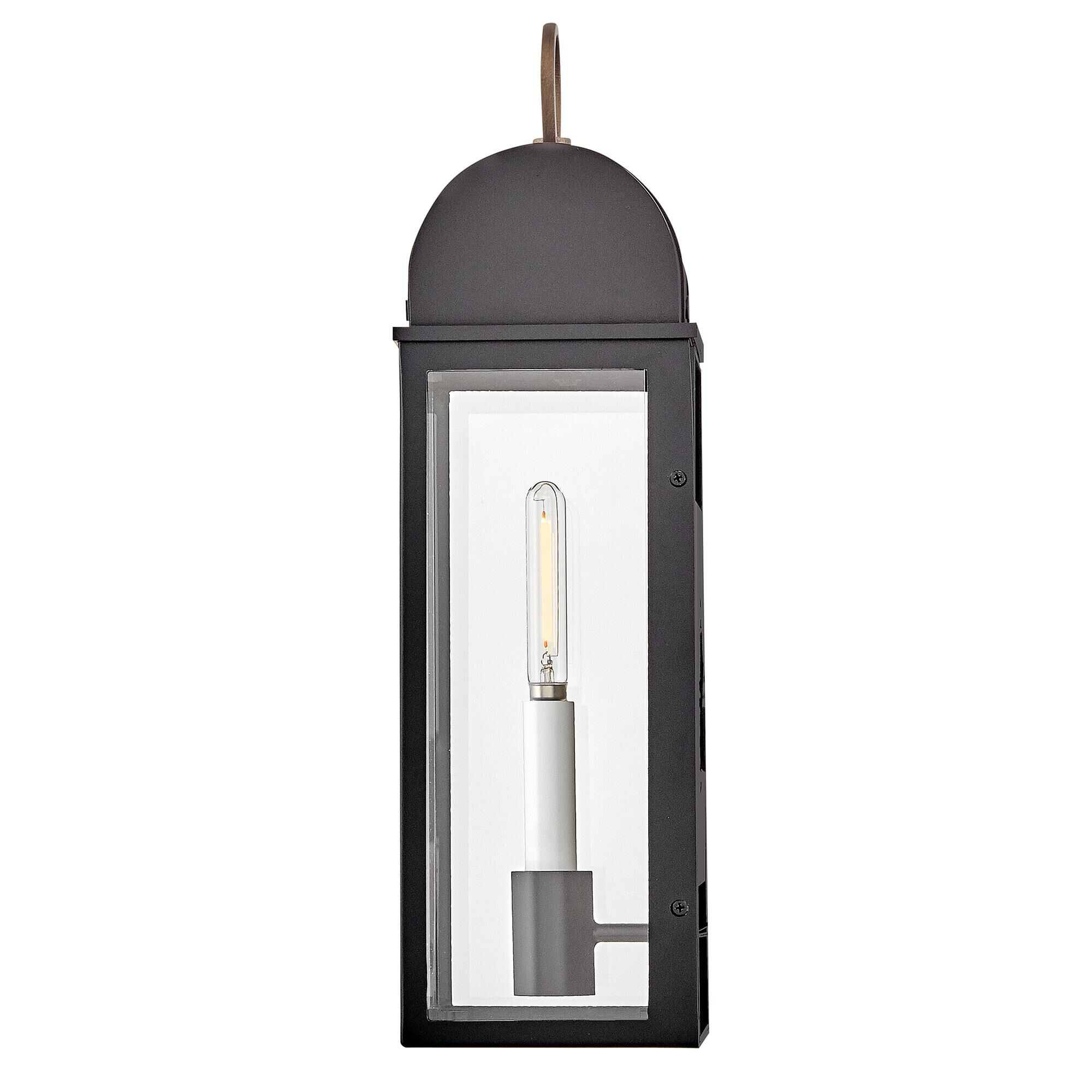 Shown in Black finish and Clear glass and Burnished Bronze accent