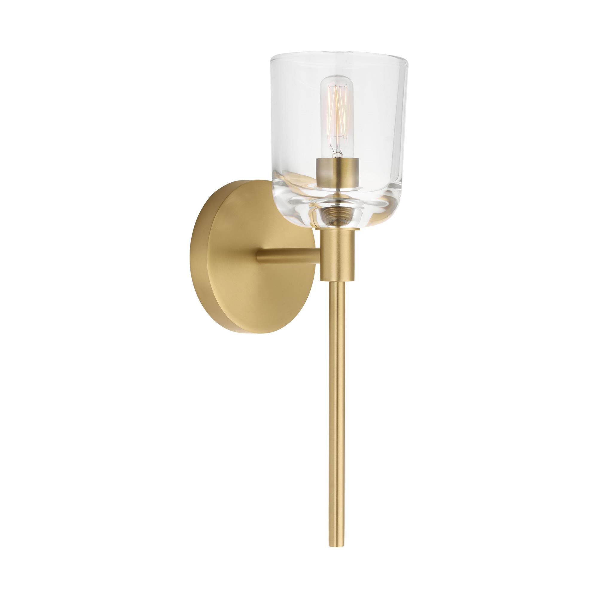 Shown in Burnished Brass finish and Clear glass
