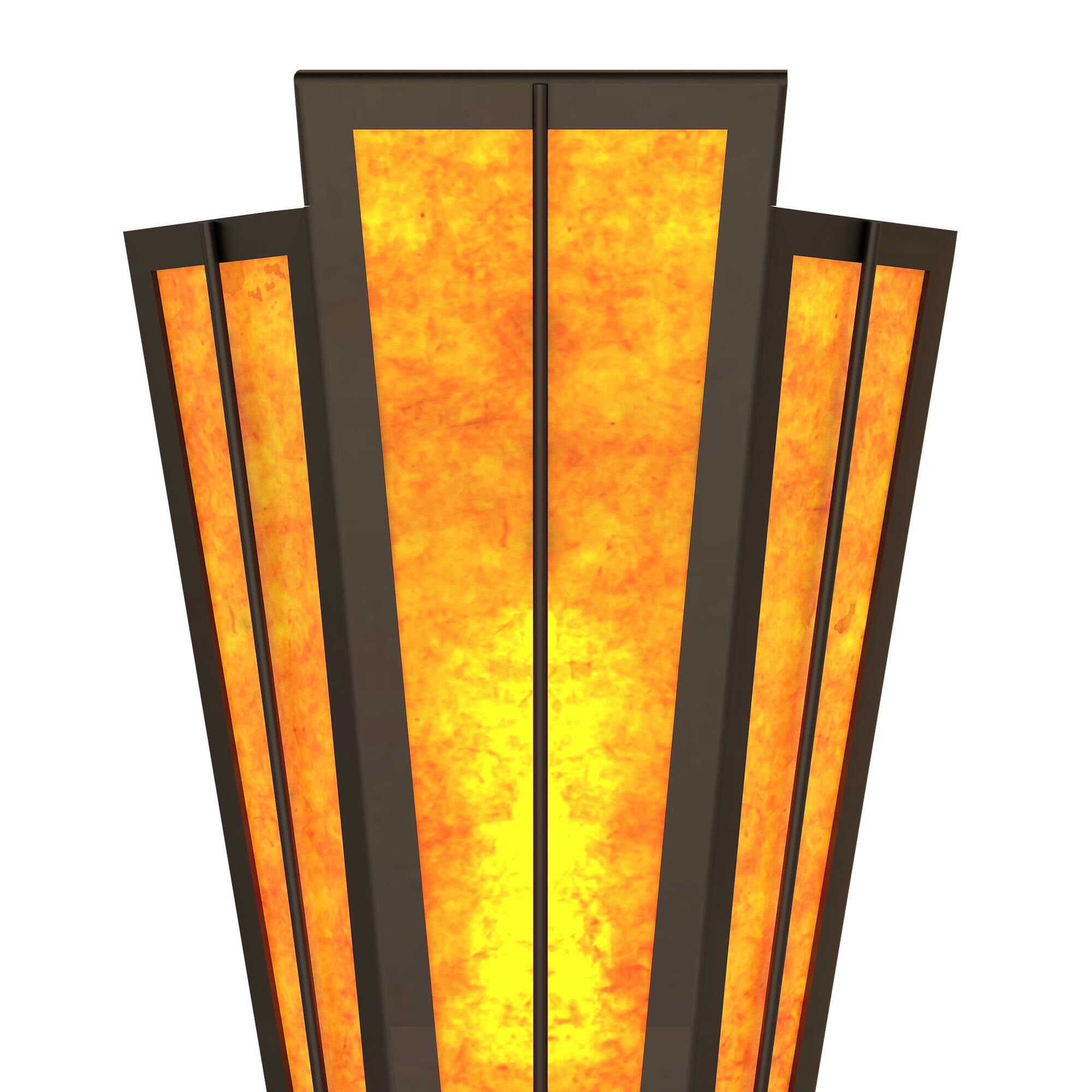 Shown in Oil Rubbed Bronze finish and Amber Mica glass