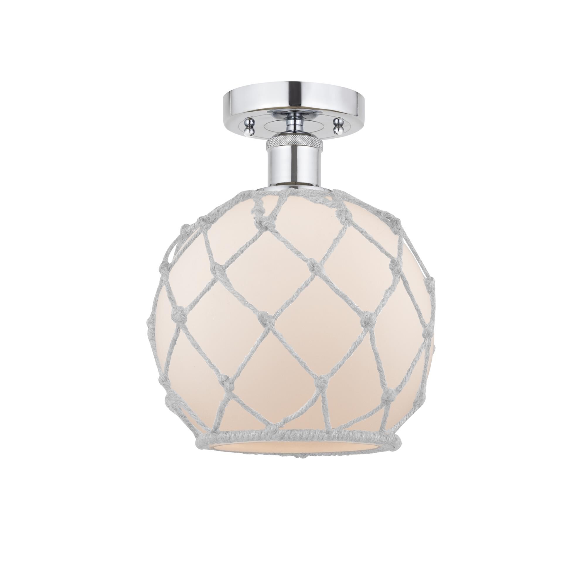 Shown in Polished Chrome, White Glass With White Rope finish and White glass and White Glass With White Rope Glass And Rope shade