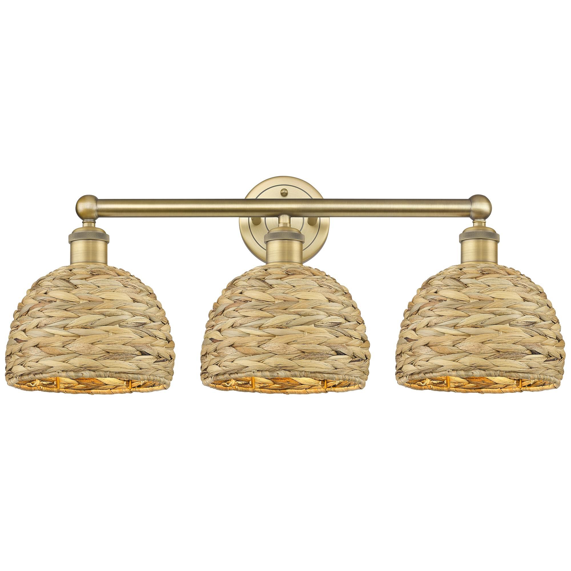 Shown in Brushed Brass finish and Natural shade