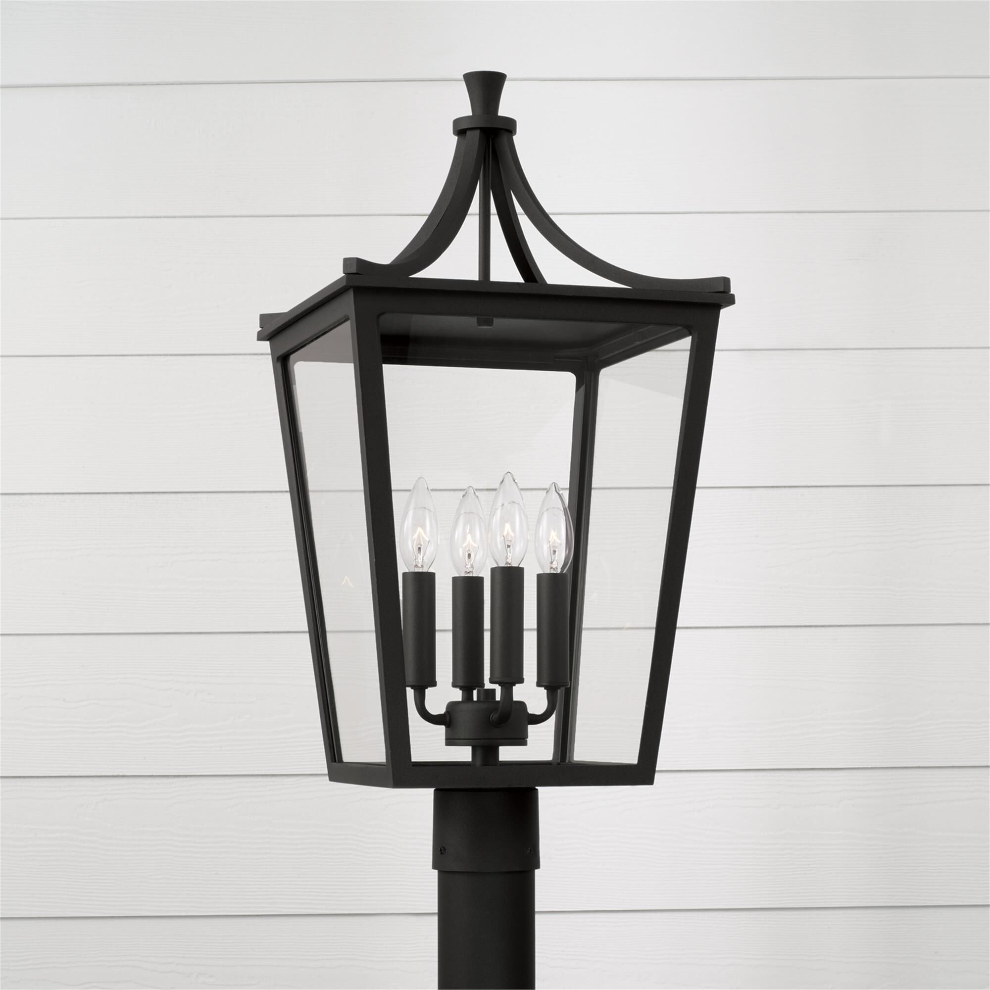 Shown in Black finish and Clear glass