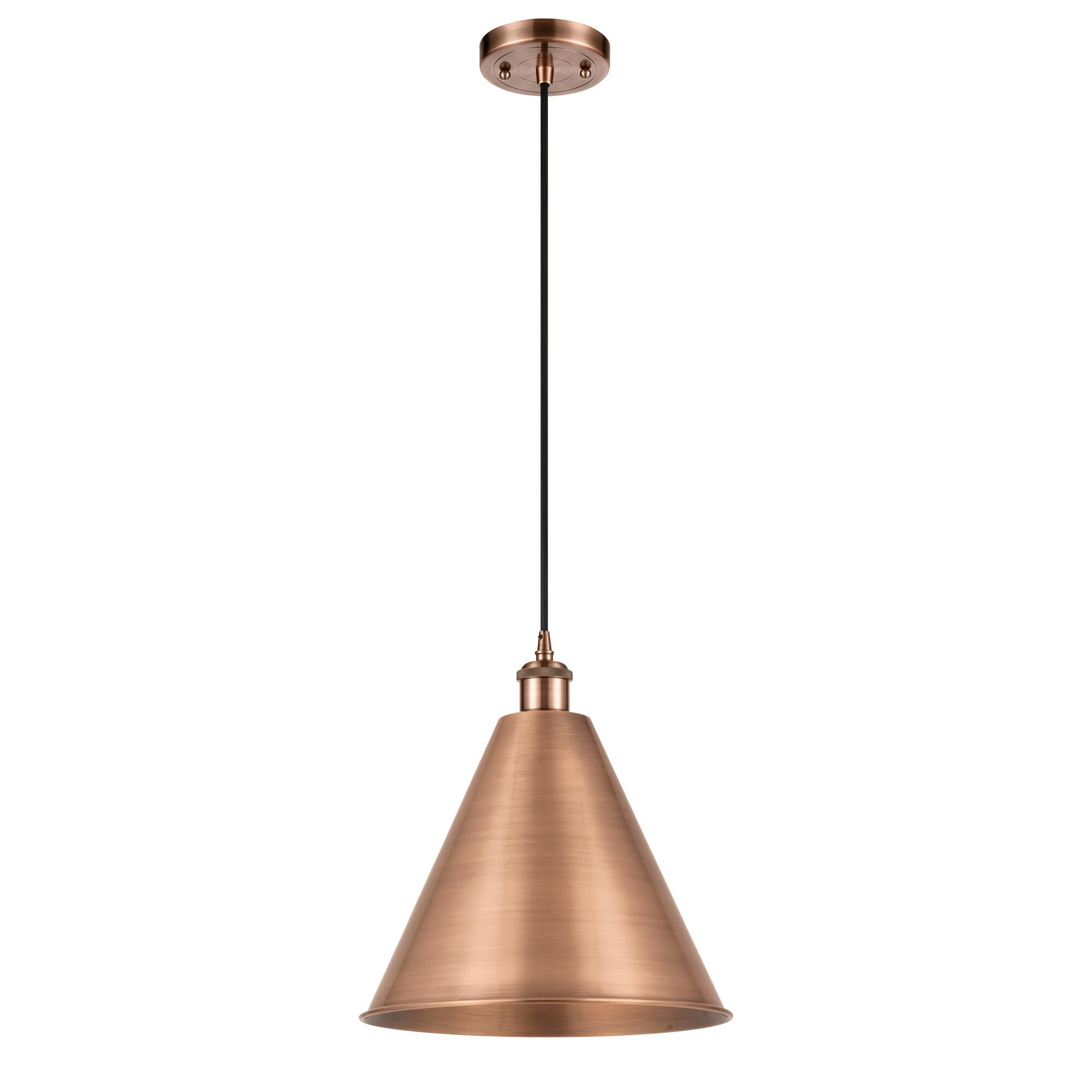 Shown in Antique Copper finish and Matte Black Ballston Cone shade