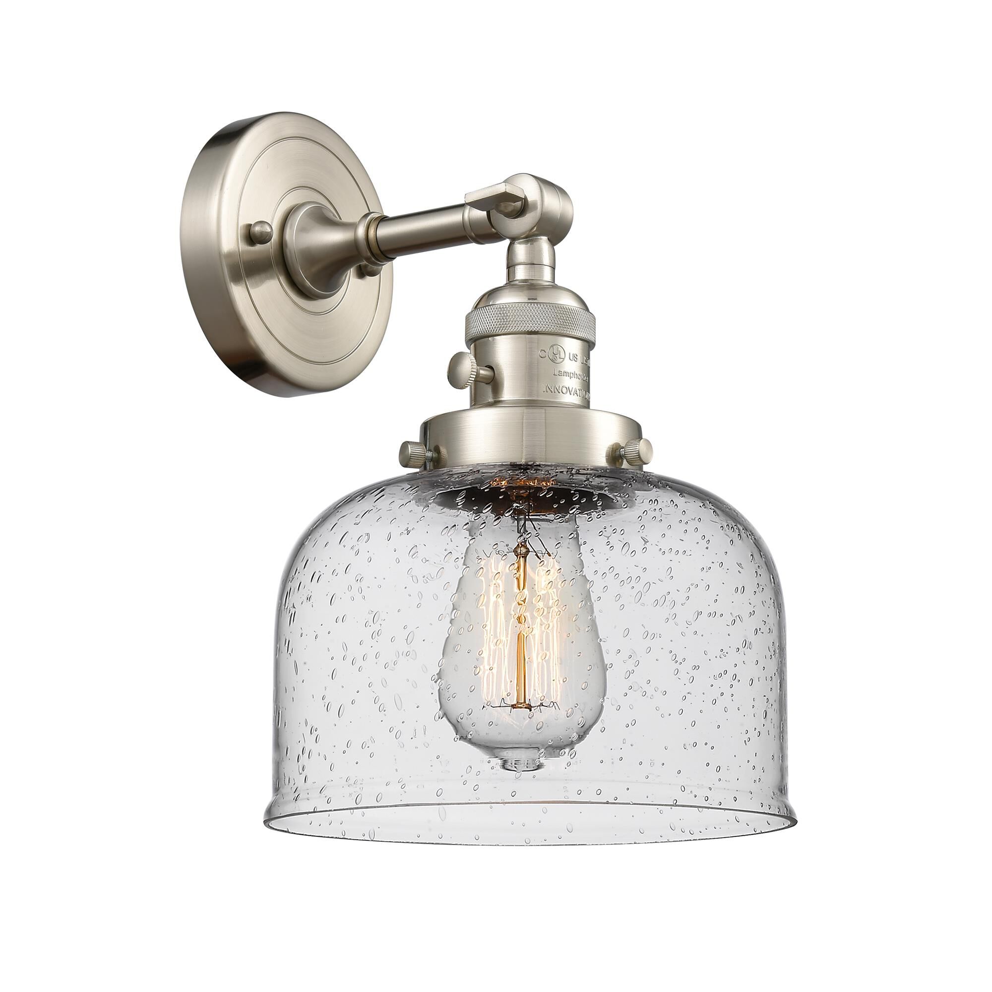 Shown in Brushed Satin Nickel finish and Seedy glass