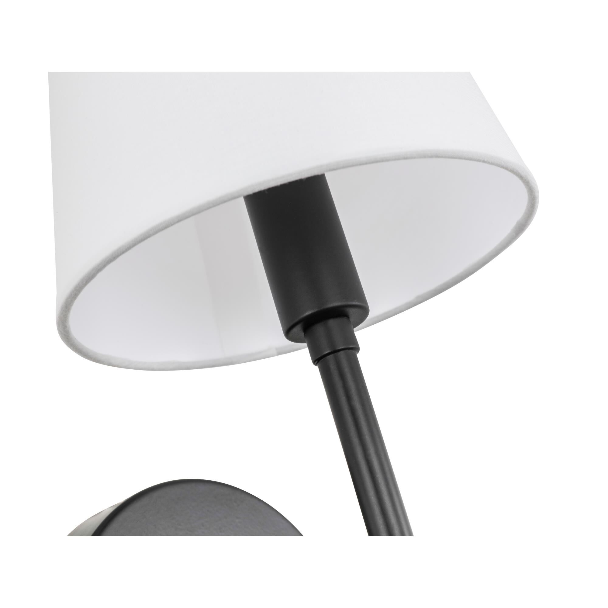 Shown in Black finish and White Fabric shade