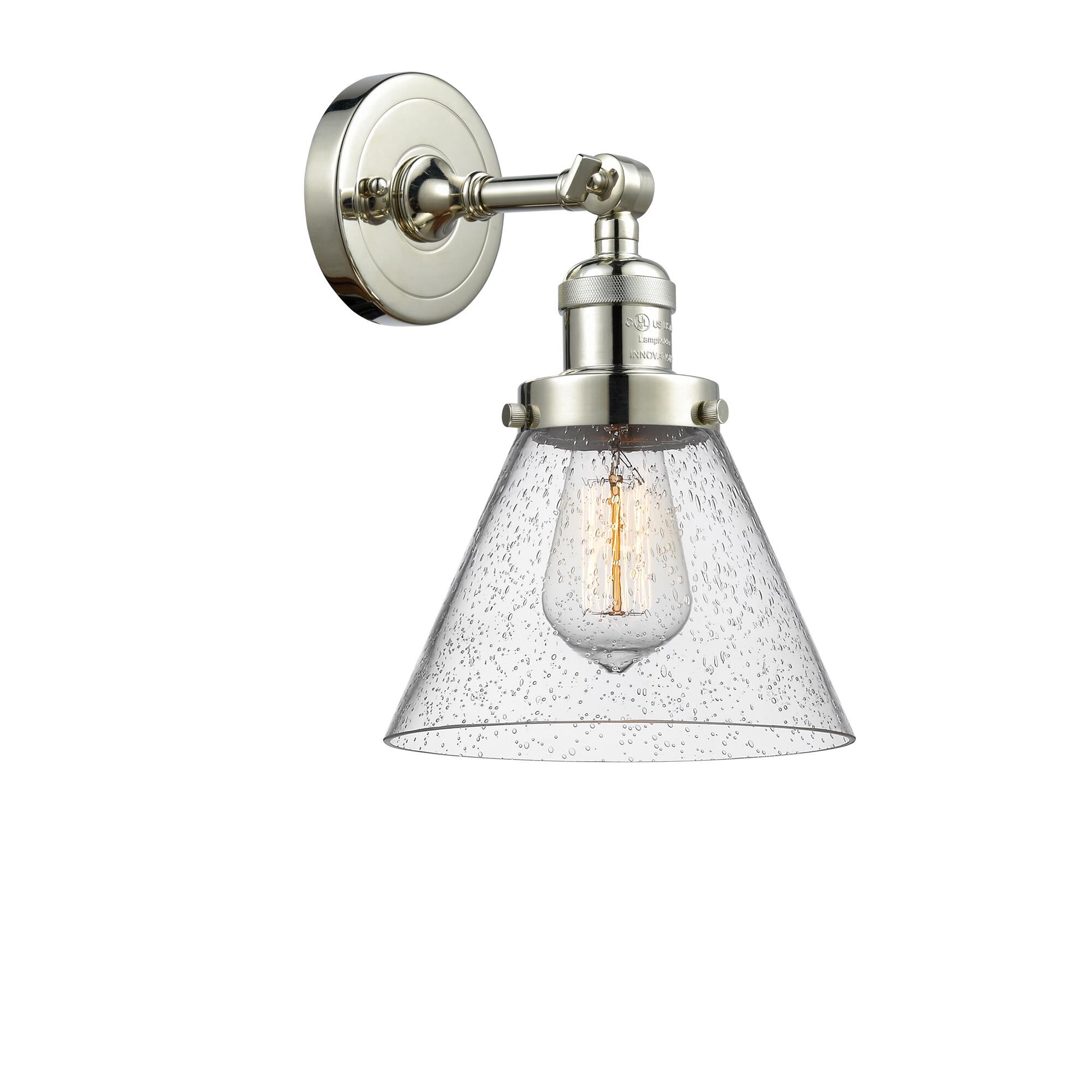 Shown in Polished Nickel finish and Seedy glass