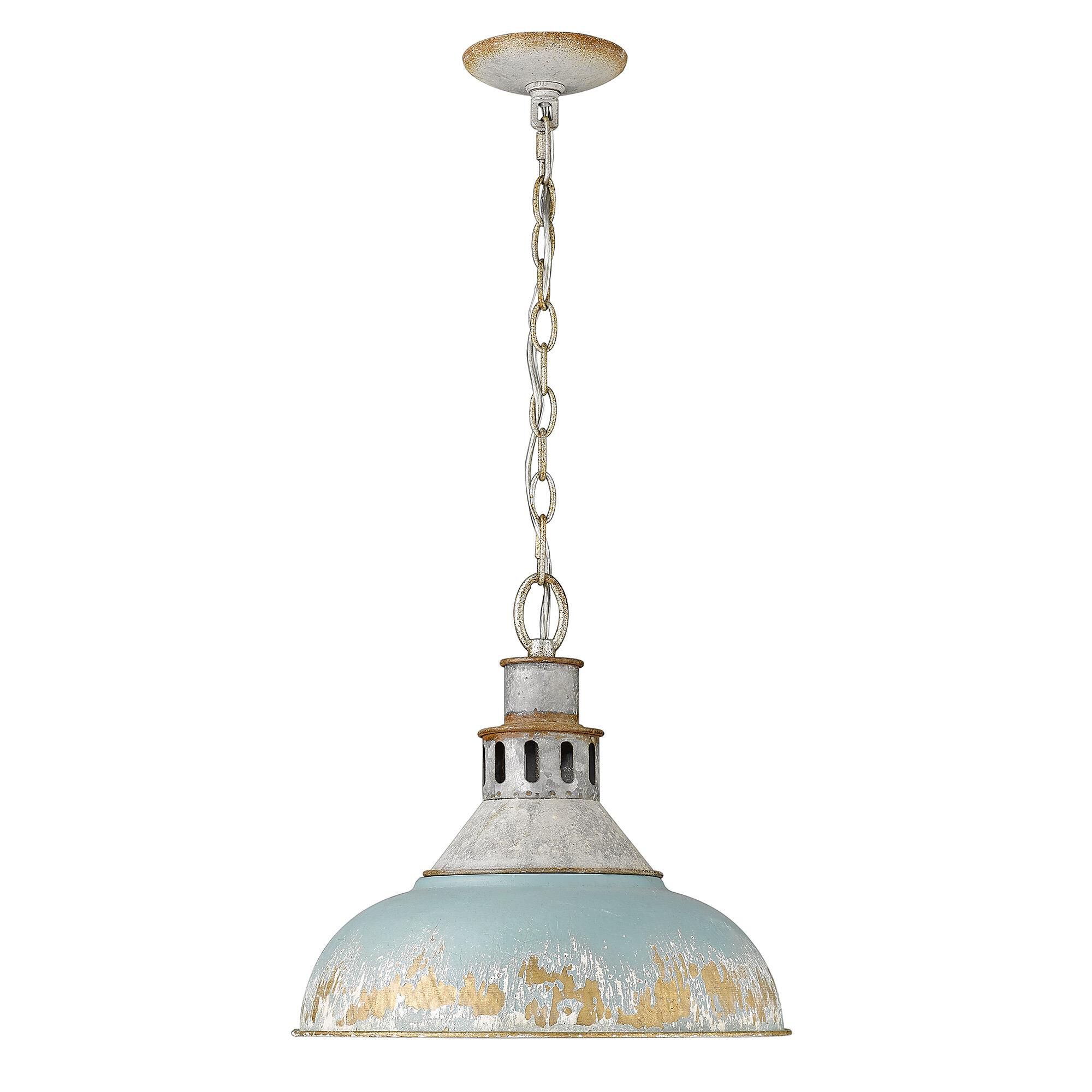 Shown in Aged Galvanized Steel finish and Antique Teal shade